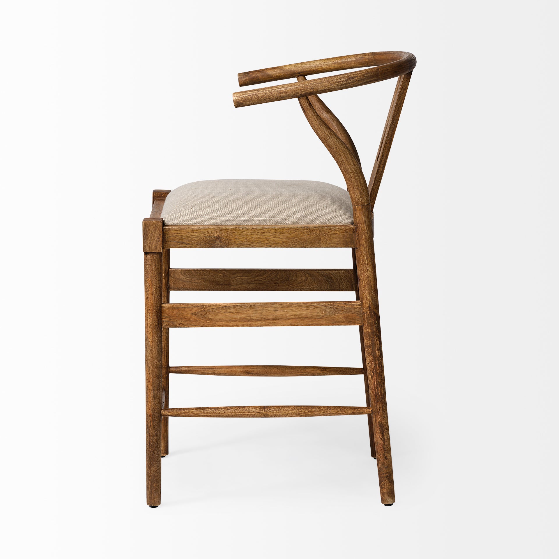 Trixie Cream Upholstered Seat Brown Wood Frame Counter Stool