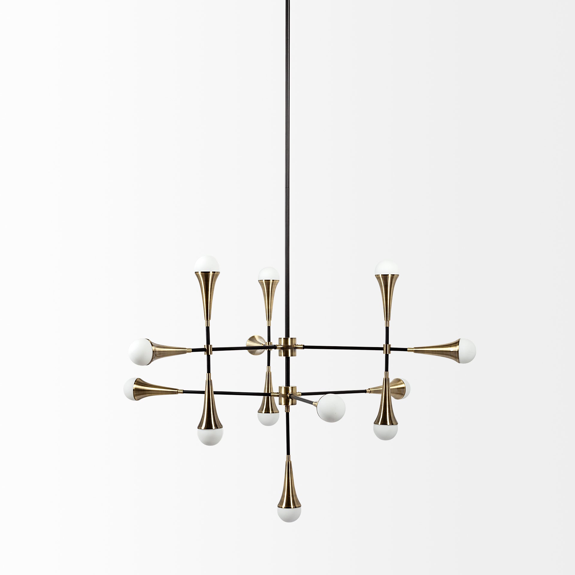 Decarlo II Black with Gold Metal Multi-Arm Thirteen Light Chandelier