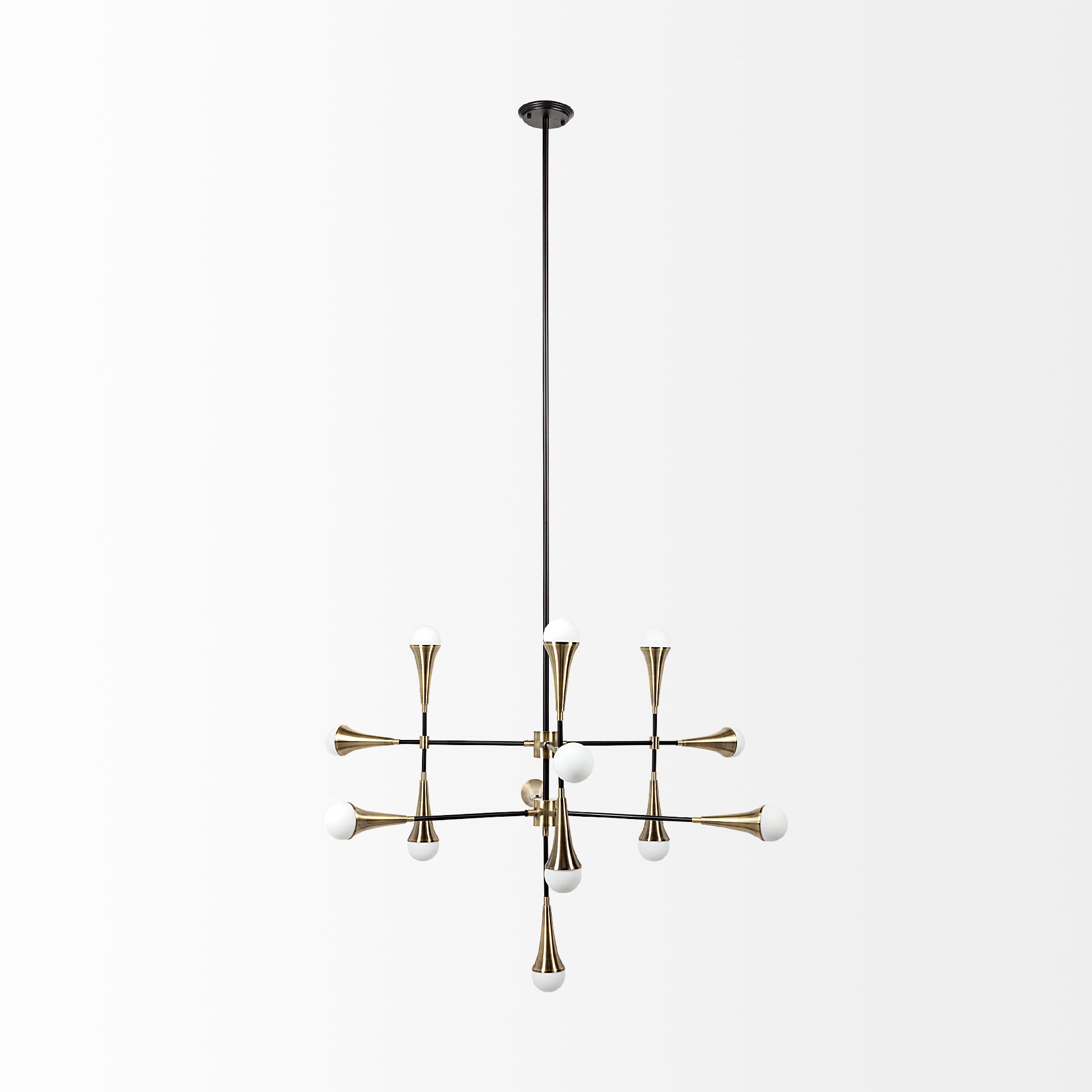 Decarlo II Black with Gold Metal Multi-Arm Thirteen Light Chandelier