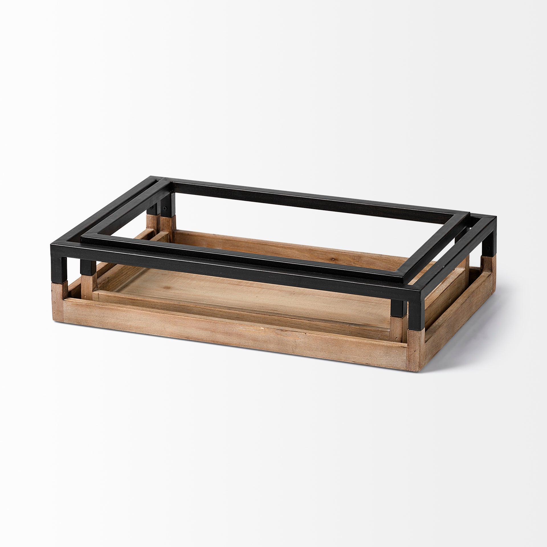 Ross Natural Wood with Black Metal Nesting Trays - Set of 2 Trays & Containers Mercana , Black Friday Sale Mercana Furniture Sale, Old Bones Co, Mid Century Furniture Sale, Four Hands Furniture, Black Friday Sale Ross Natural Wood with Black Metal Nesting Trays - Set of 2,Gus Sale, Perigold Ross Natural Wood with Black Metal Nesting Trays - Set of 2 Trays & Containers Black Friday Sale , Perigold Sale Ross Natural Wood with Black Metal Nesting Trays - Set of 2,Ross Natural Wood with Black Metal Nesting Tray