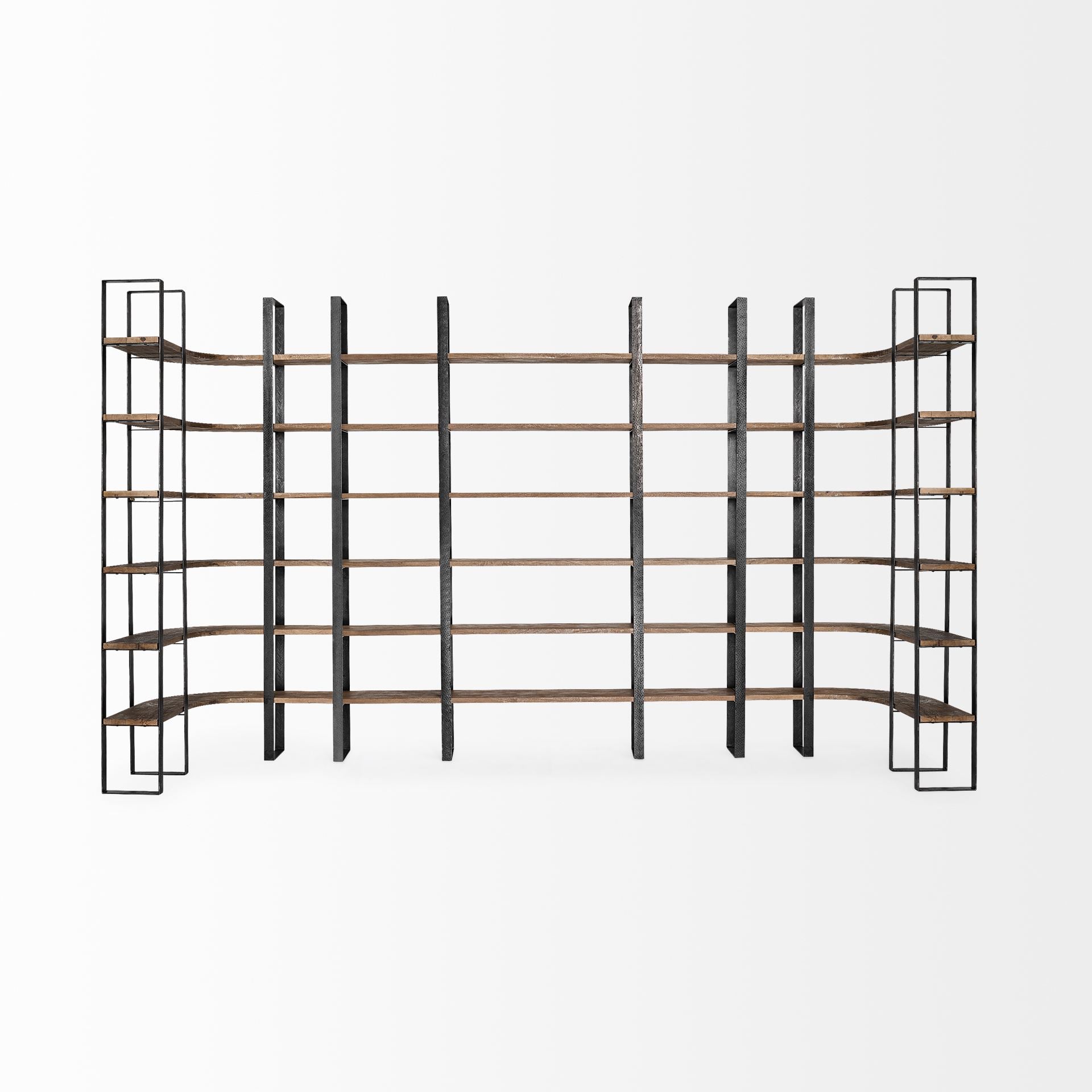Turner II Curved Dark Brown Wood And Black Iron 6-Shelving Unit Bookcases & Shelves Mercana , Black Friday Sale Mercana Furniture Sale, Old Bones Co, Mid Century Furniture Sale, Four Hands Furniture, Black Friday Sale Turner II Curved Dark Brown Wood And Black Iron 6-Shelving Unit,Gus Sale, Perigold Turner II Curved Dark Brown Wood And Black Iron 6-Shelving Unit Bookcases & Shelves Black Friday Sale , Perigold Sale Turner II Curved Dark Brown Wood And Black Iron 6-Shelving Unit,Turner II Curved Dark Brown W