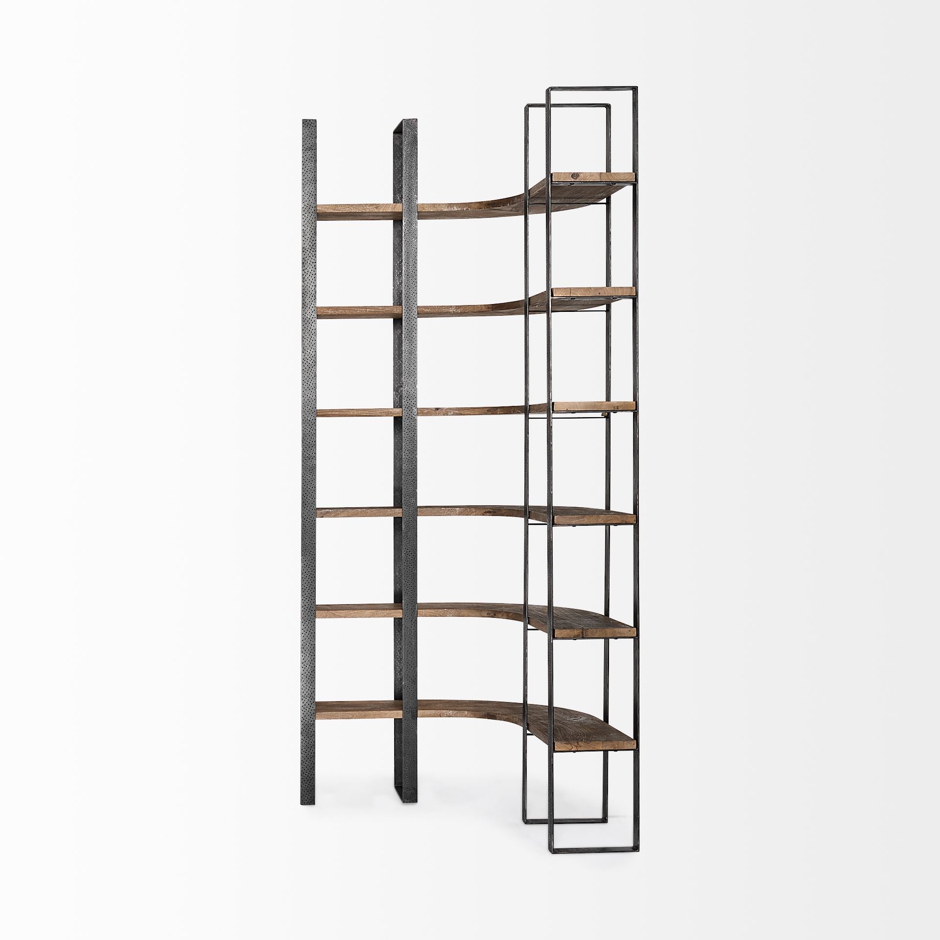 Turner II Curved Dark Brown Wood And Black Iron 6-Shelving Unit Bookcases & Shelves Mercana , Black Friday Sale Mercana Furniture Sale, Old Bones Co, Mid Century Furniture Sale, Four Hands Furniture, Black Friday Sale Turner II Curved Dark Brown Wood And Black Iron 6-Shelving Unit,Gus Sale, Perigold Turner II Curved Dark Brown Wood And Black Iron 6-Shelving Unit Bookcases & Shelves Black Friday Sale , Perigold Sale Turner II Curved Dark Brown Wood And Black Iron 6-Shelving Unit,Turner II Curved Dark Brown W