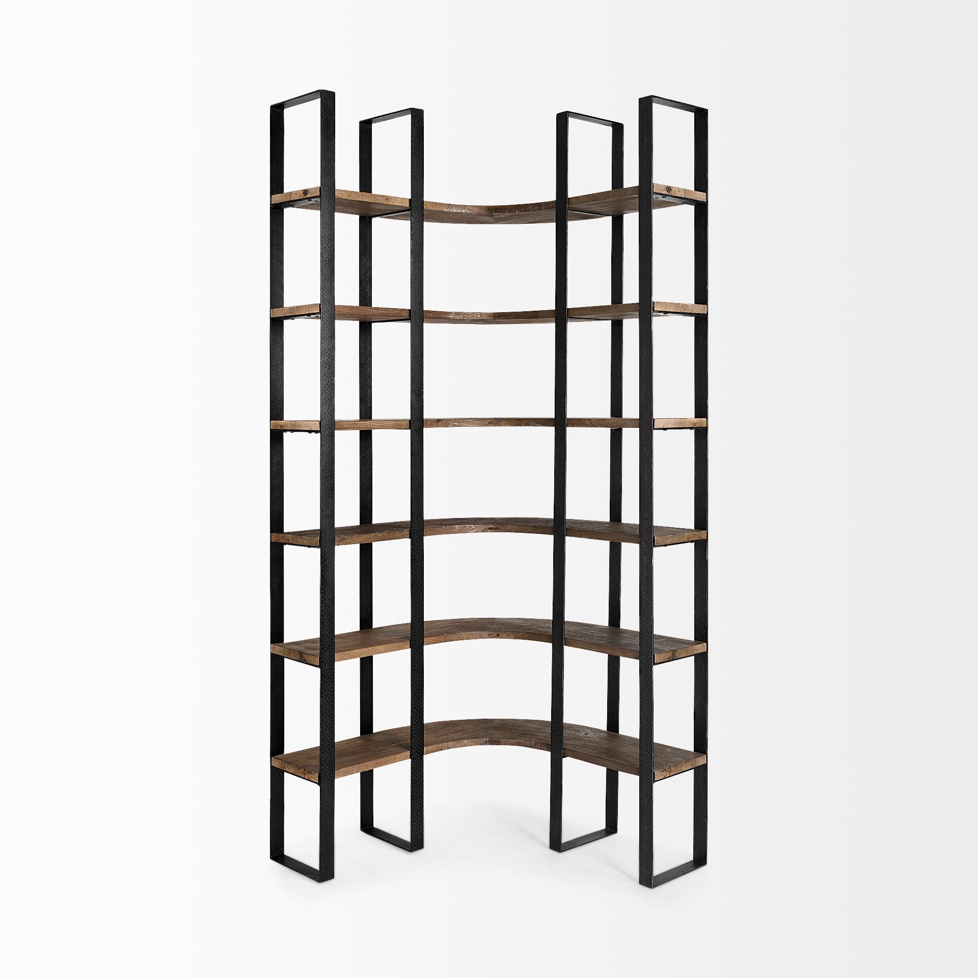 Turner II Curved Dark Brown Wood And Black Iron 6-Shelving Unit Bookcases & Shelves Mercana , Black Friday Sale Mercana Furniture Sale, Old Bones Co, Mid Century Furniture Sale, Four Hands Furniture, Black Friday Sale Turner II Curved Dark Brown Wood And Black Iron 6-Shelving Unit,Gus Sale, Perigold Turner II Curved Dark Brown Wood And Black Iron 6-Shelving Unit Bookcases & Shelves Black Friday Sale , Perigold Sale Turner II Curved Dark Brown Wood And Black Iron 6-Shelving Unit,Turner II Curved Dark Brown W