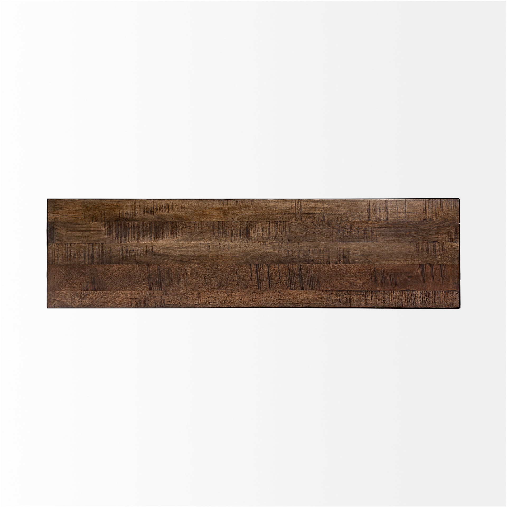 Trestman III Brown Wood Top with Black Iron Base Accent Bench