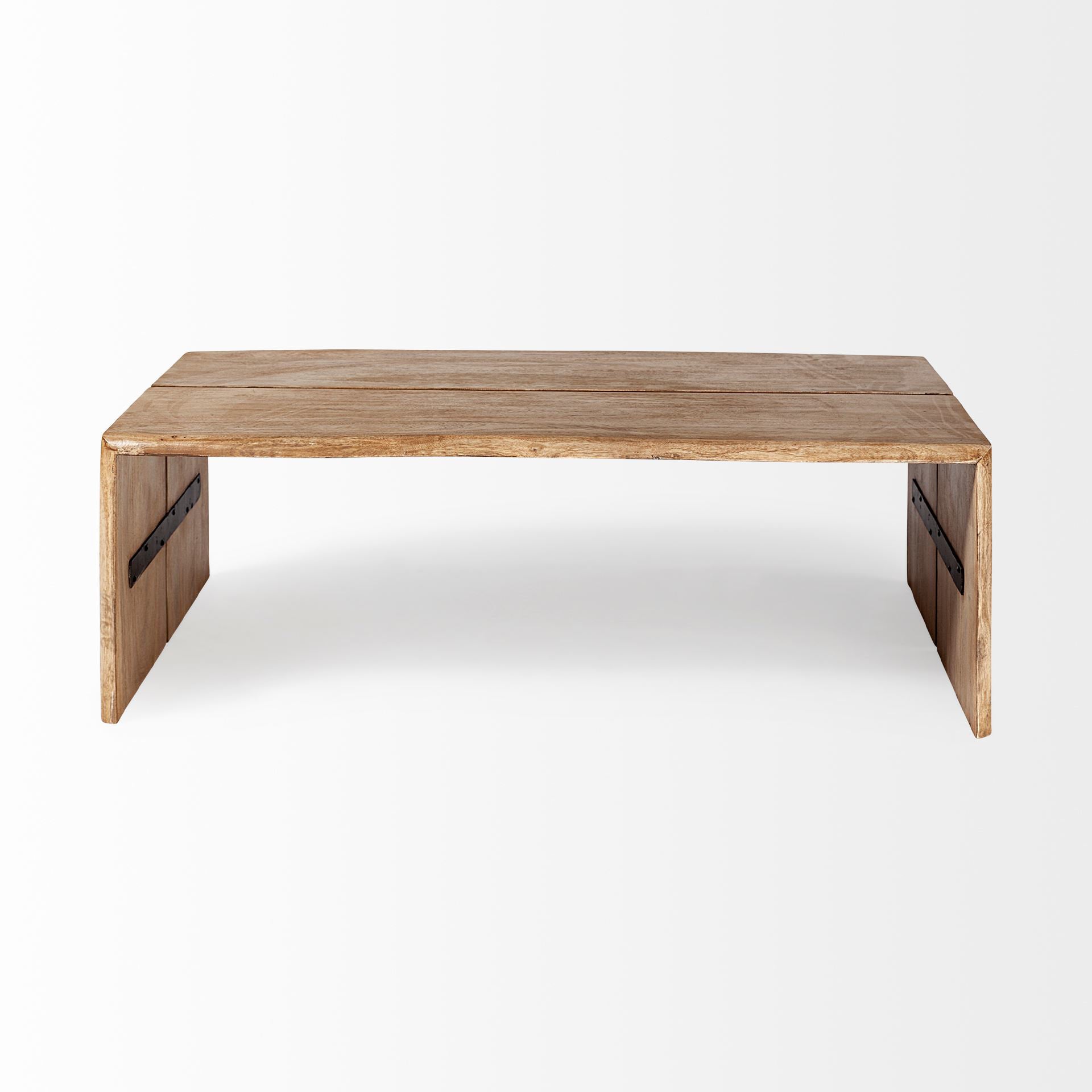 San Andreas Rectangular Brown Solid Wood Top and Base Coffee Table