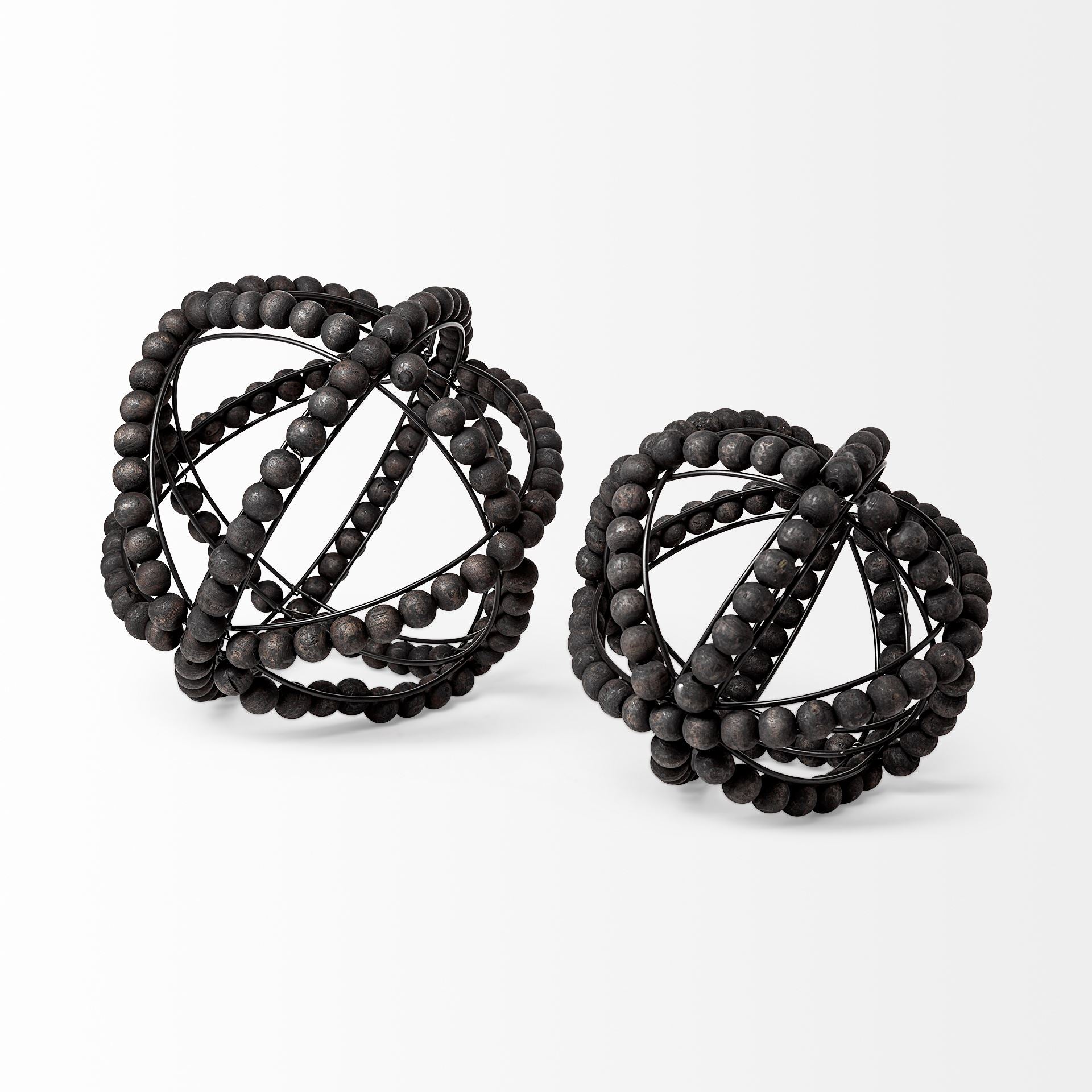 Earnhardt Black Wooden Beaded Orb