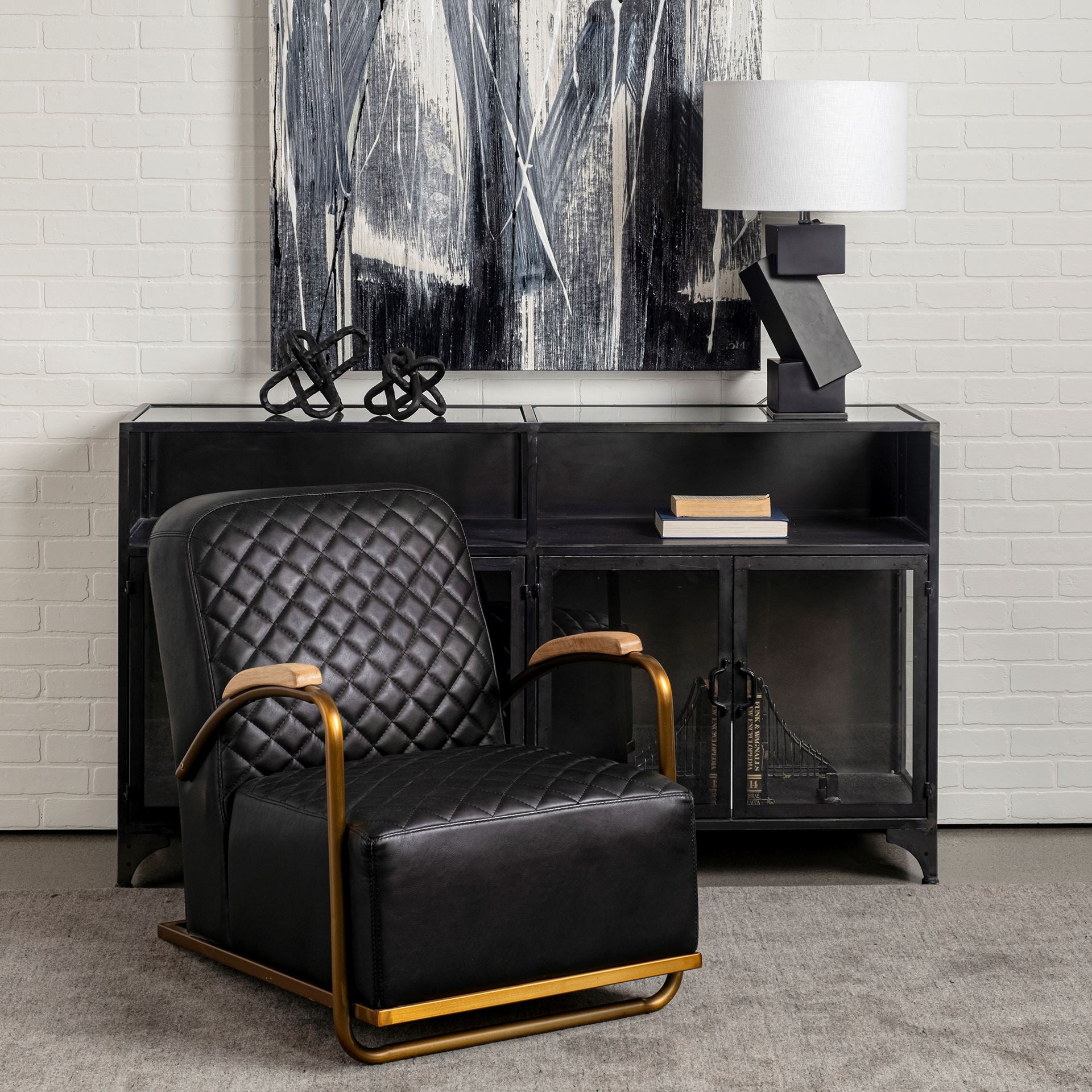 Horace I Black Leather Diamond Pattern with Gold Iron Frame Accent Chair Accent Chairs Mercana , Black Friday Sale Mercana Furniture Sale, Old Bones Co, Mid Century Furniture Sale, Four Hands Furniture, Black Friday Sale Horace I Black Leather Diamond Pattern with Gold Iron Frame Accent Chair,Gus Sale, Perigold Horace I Black Leather Diamond Pattern with Gold Iron Frame Accent Chair Accent Chairs Black Friday Sale , Perigold Sale Horace I Black Leather Diamond Pattern with Gold Iron Frame Accent Chair,Horac