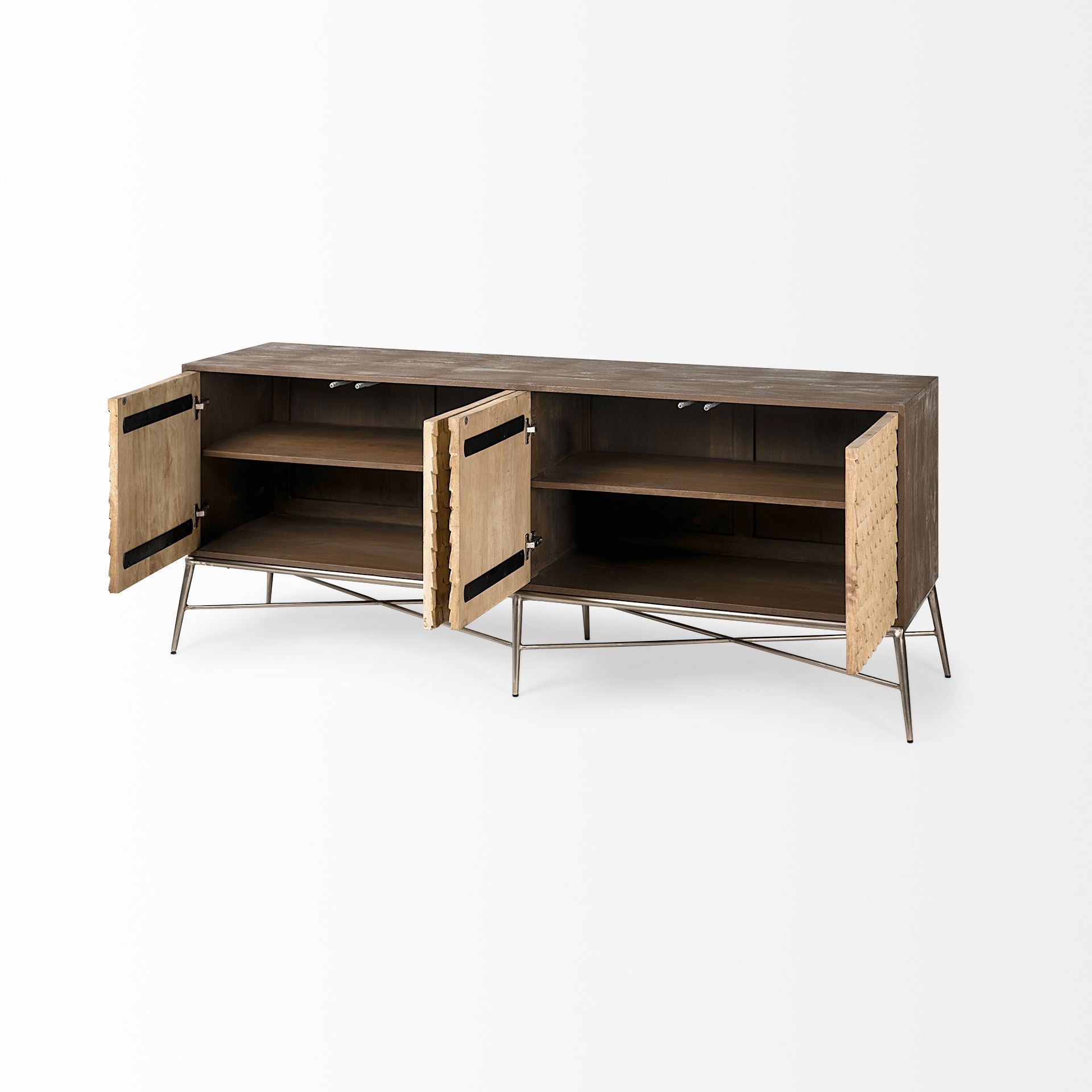Swordfish 2-Tone Brown Wood Cabinet Silver Metal Base 4-Cabinet Door Sideboard Credenzas & Sideboards Mercana , Black Friday Sale Mercana Furniture Sale, Old Bones Co, Mid Century Furniture Sale, Four Hands Furniture, Black Friday Sale Swordfish 2-Tone Brown Wood Cabinet Silver Metal Base 4-Cabinet Door Sideboard,Gus Sale, Perigold Swordfish 2-Tone Brown Wood Cabinet Silver Metal Base 4-Cabinet Door Sideboard Credenzas & Sideboards Black Friday Sale , Perigold Sale Swordfish 2-Tone Brown Wood Cabinet Silver