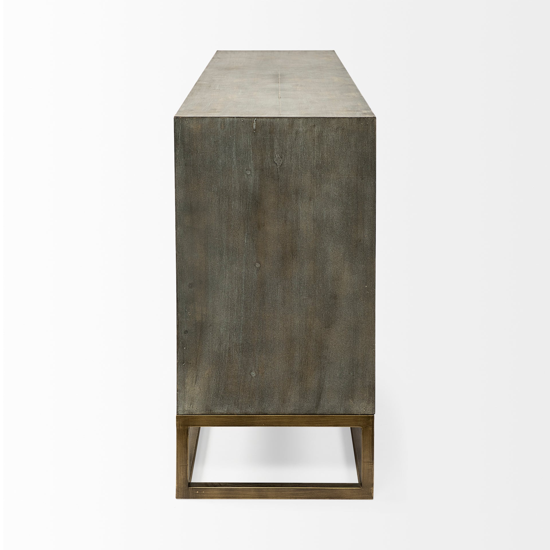 Genevieve II Gray Fir Veneer with Gold Metal Frame Base 9 Drawer Sideboard