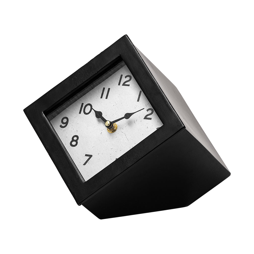 Ralph Black Metal Cube Table Clock