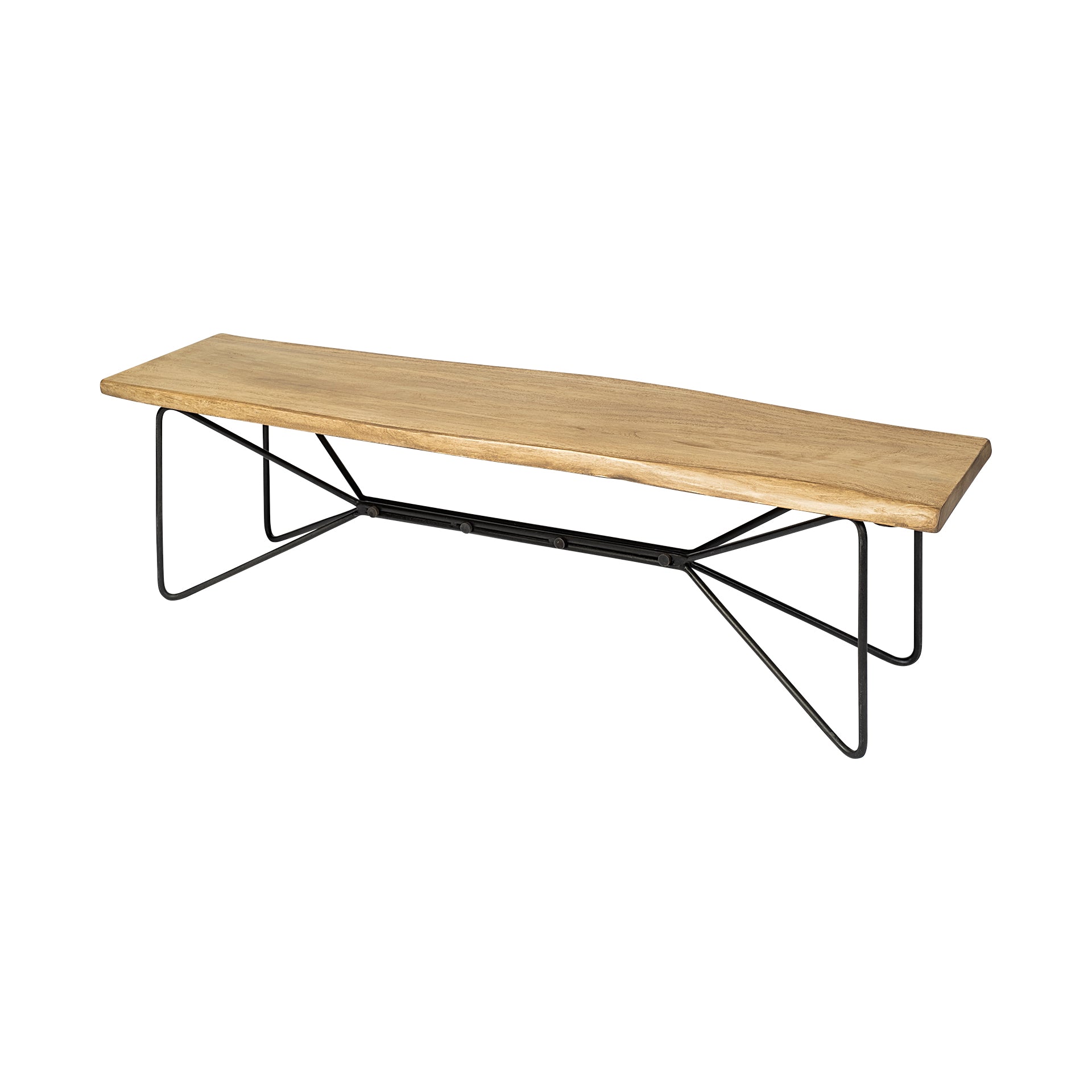 Papillion III Blonde Wood And Iron Dining Bench