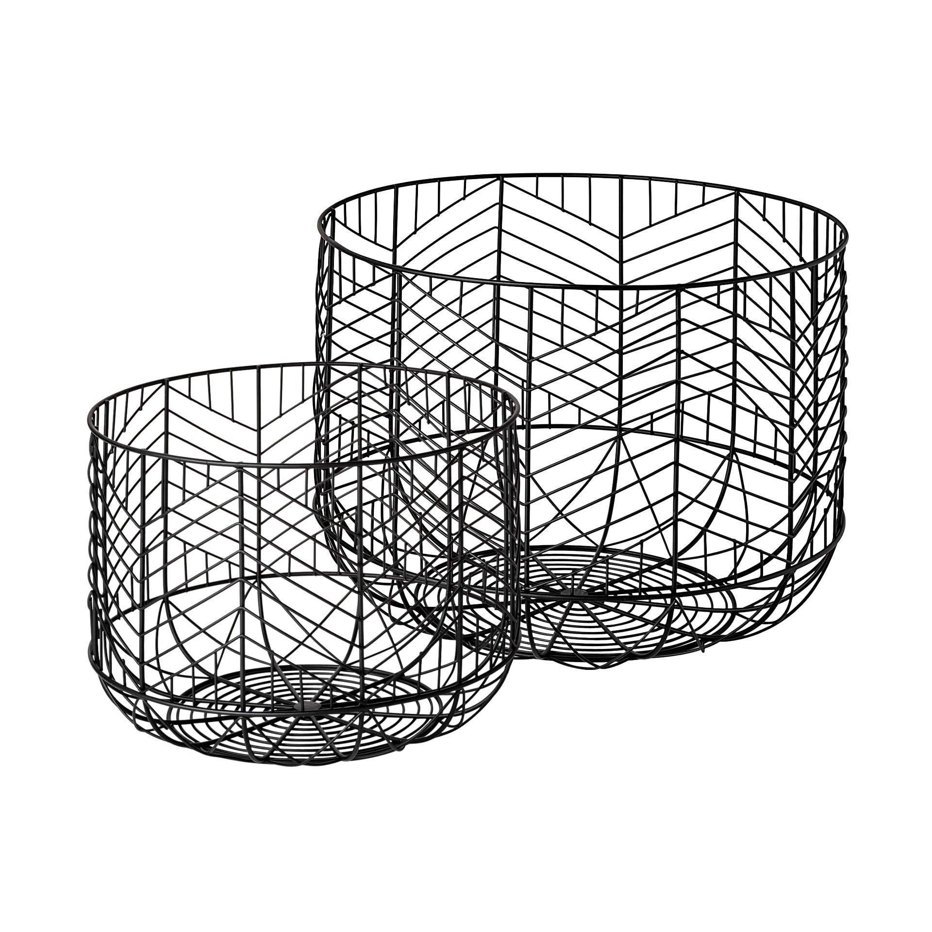 Idris Black Metal Geometric Mesh Bowls - Set of 2