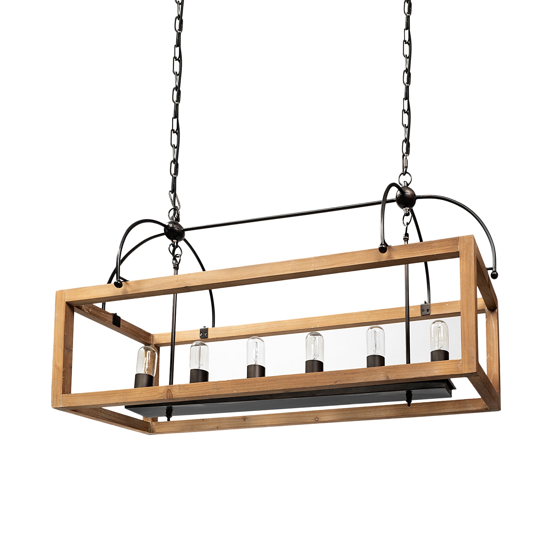 Josie Natural Wood Chassis Six Light Chandelier