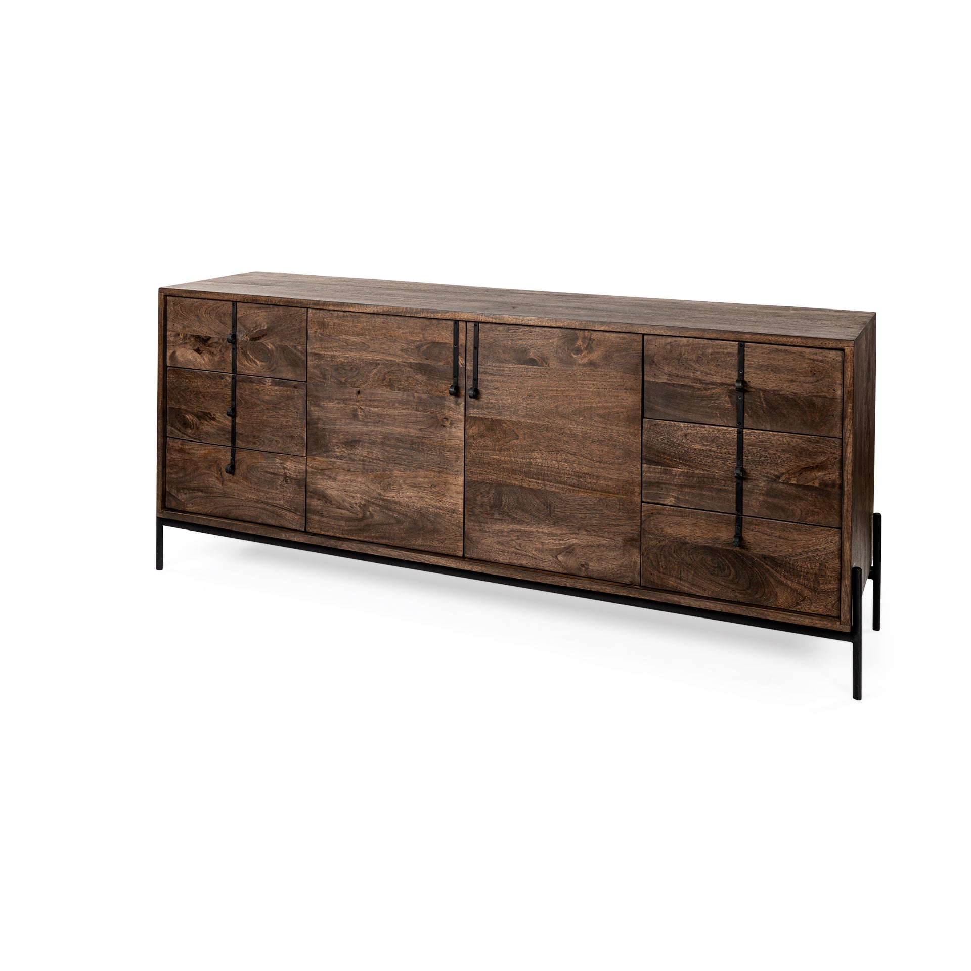Glenn VI Dark Brown Wood Frame with Black Iron Accent 6-Drawer 2-Door Cabinet Sideboard Credenzas & Sideboards Mercana , Black Friday Sale Mercana Furniture Sale, Old Bones Co, Mid Century Furniture Sale, Four Hands Furniture, Black Friday Sale Glenn VI Dark Brown Wood Frame with Black Iron Accent 6-Drawer 2-Door Cabinet Sideboard,Gus Sale, Perigold Glenn VI Dark Brown Wood Frame with Black Iron Accent 6-Drawer 2-Door Cabinet Sideboard Credenzas & Sideboards Black Friday Sale , Perigold Sale Glenn VI Dark B