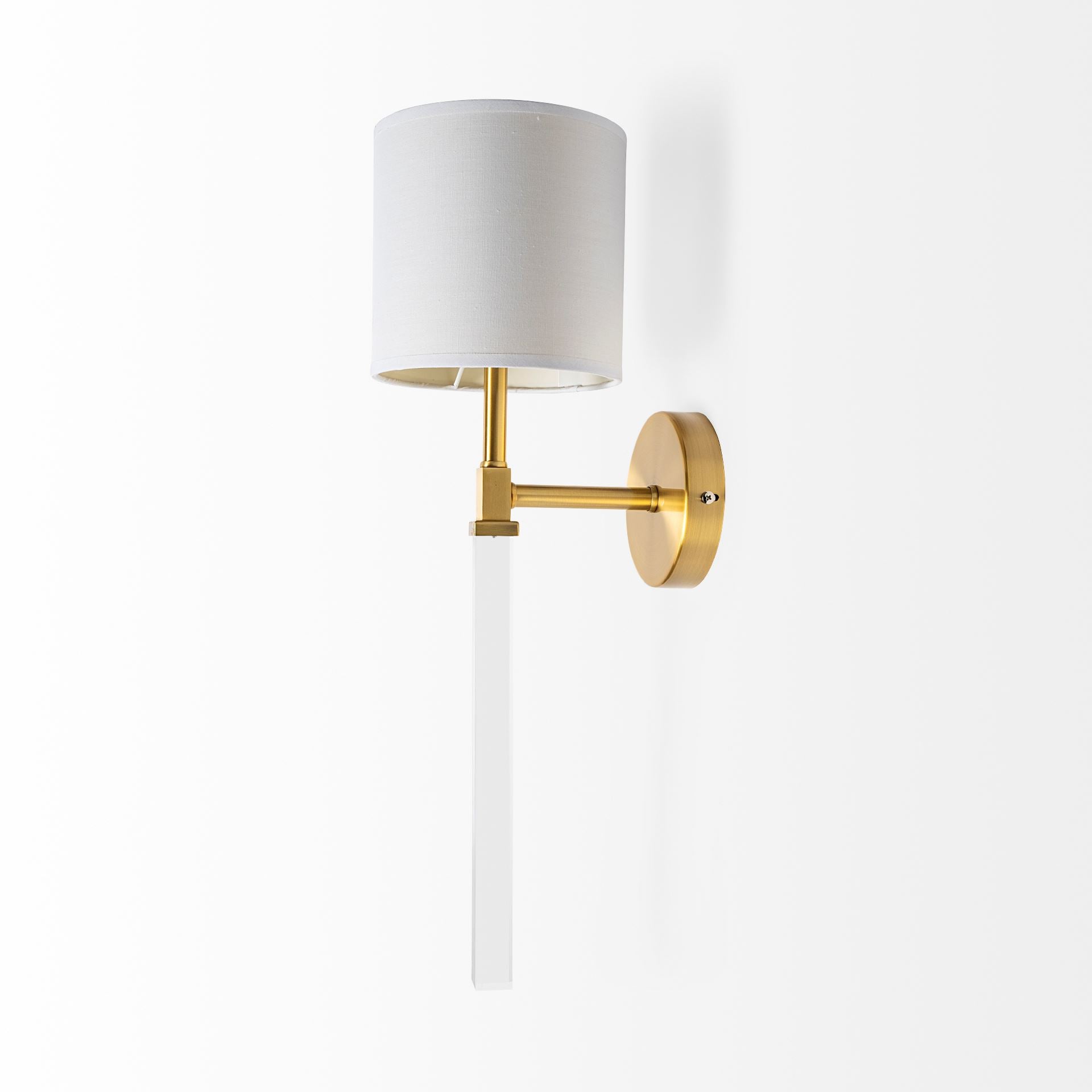 Santander II Gold Metal and White Linen Shade Wall Sconce