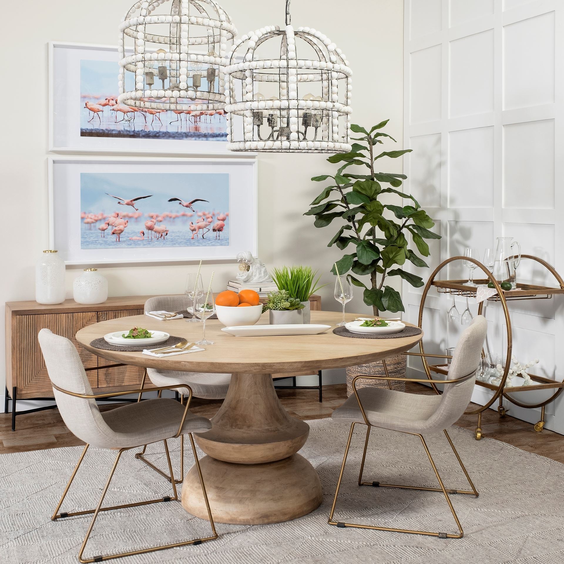 Sawyer Fabric Wrap Gold Metal Frame Dining Chair