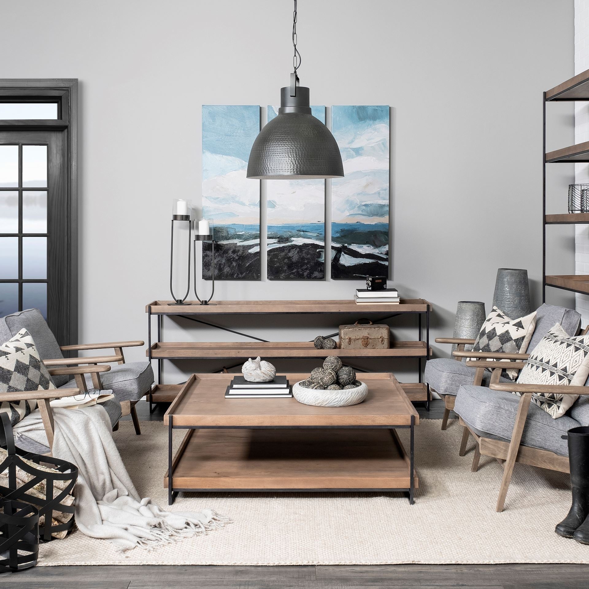 Minerva Metallic Gray Hammered Detail Pendant Light