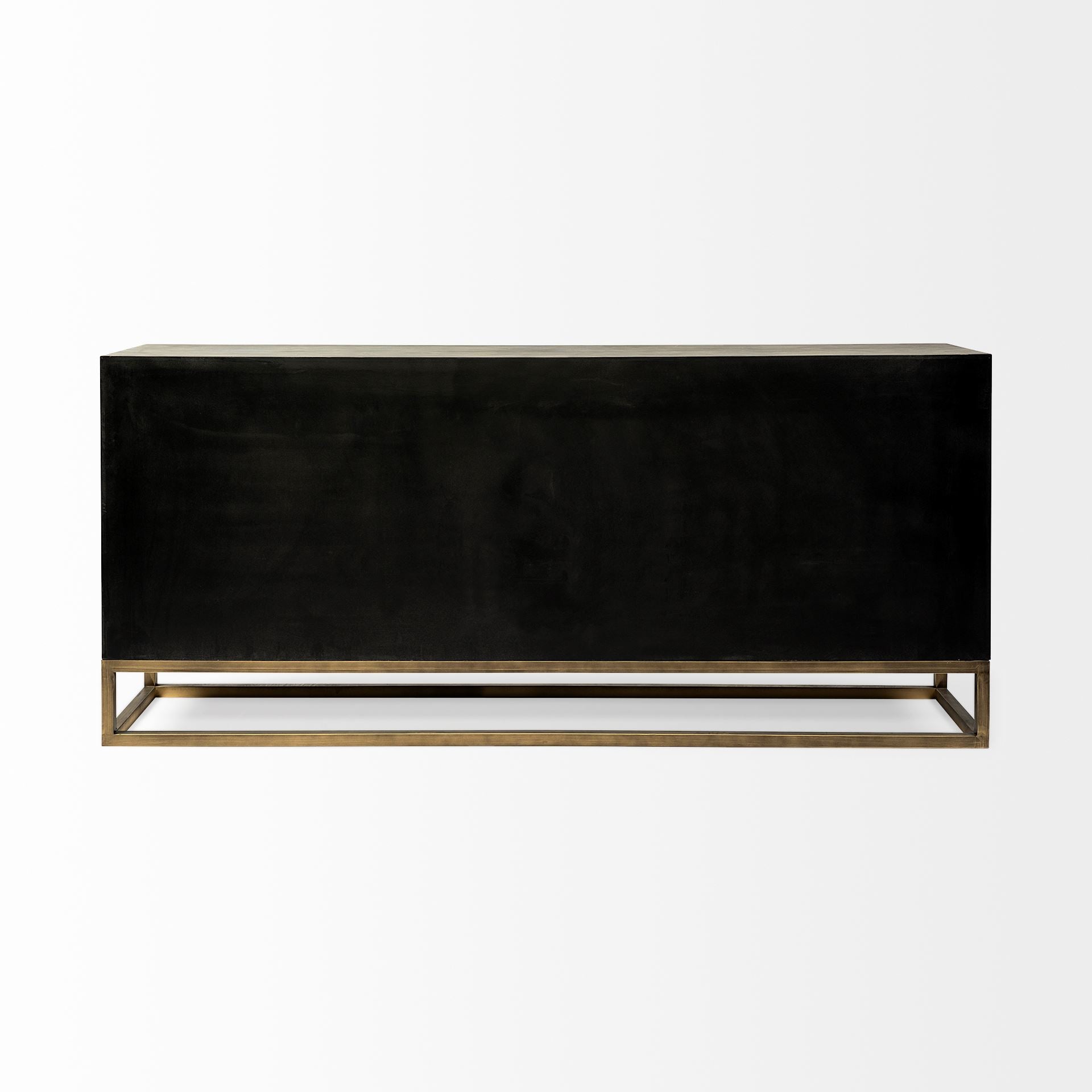 Genevieve II Gray Fir Veneer with Gold Metal Frame Base 9 Drawer Sideboard