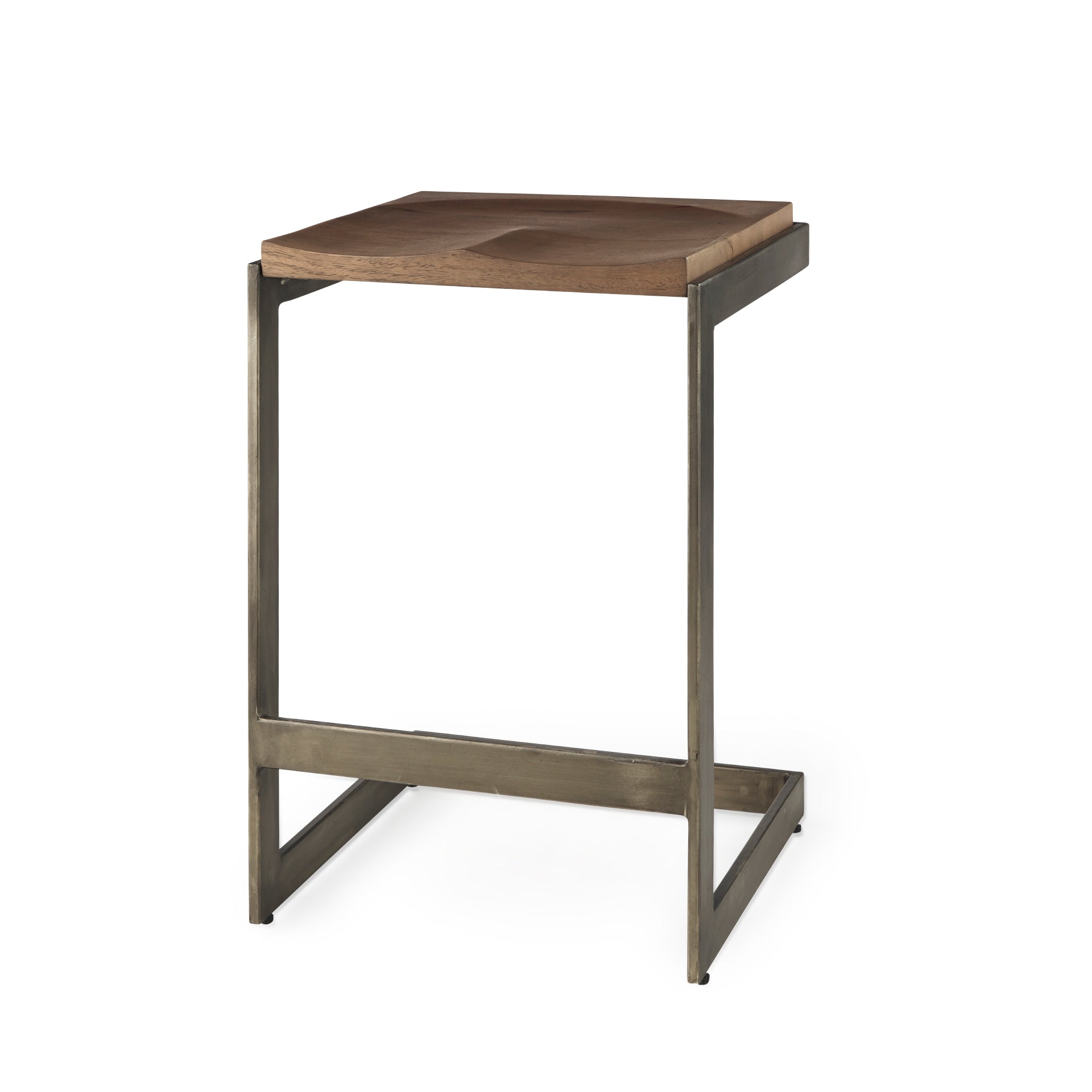 Kiran Wood with Metal Base C-Shape Counter Stool
