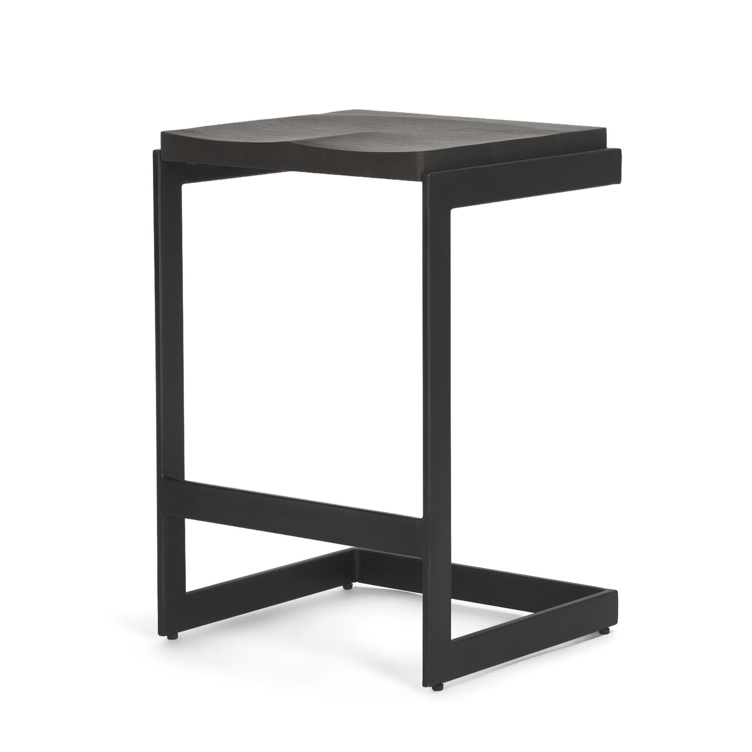 Kiran Wood with Metal Base C-Shape Counter Stool