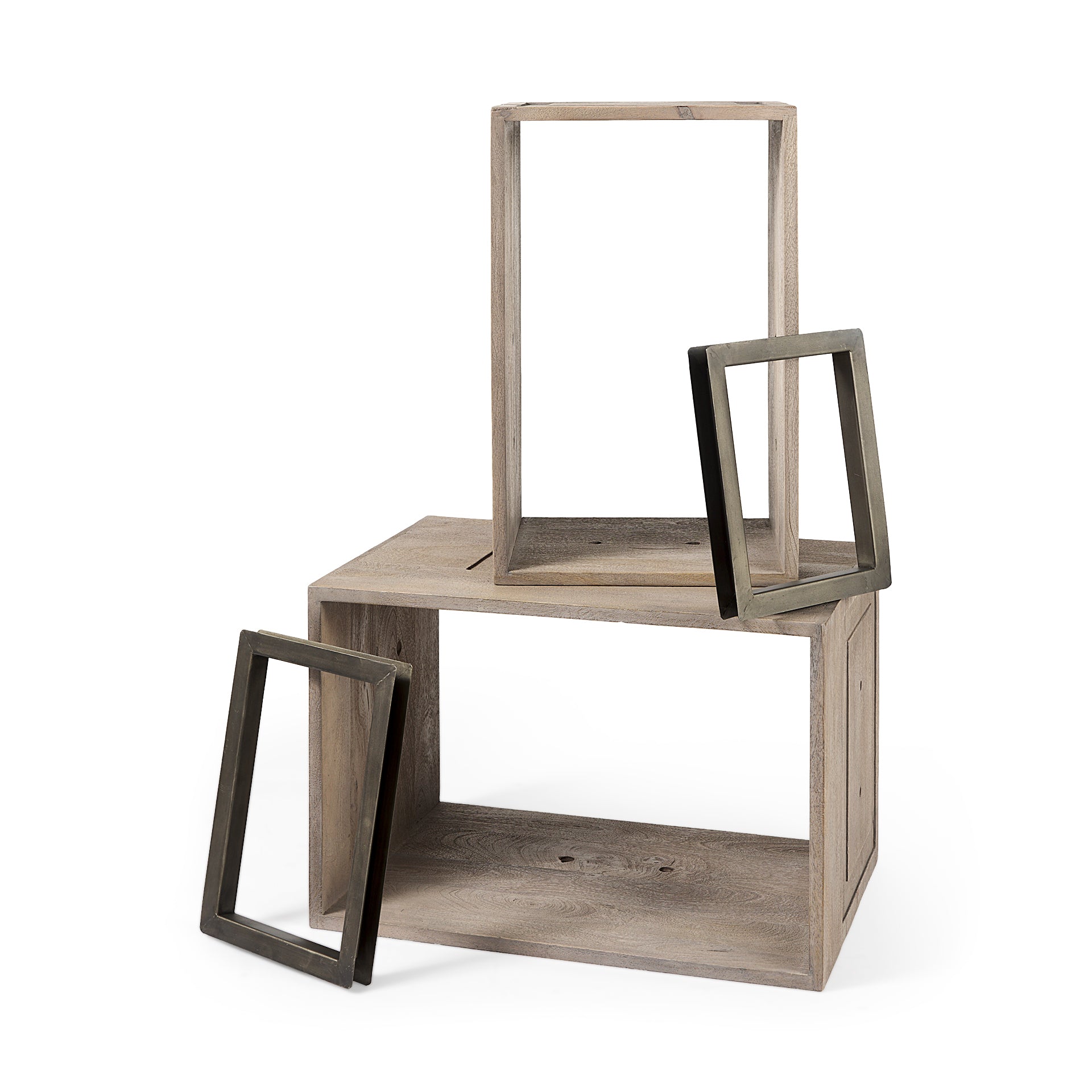 Simul Light Brown Wood Modular Shelving Unit - Set of 2