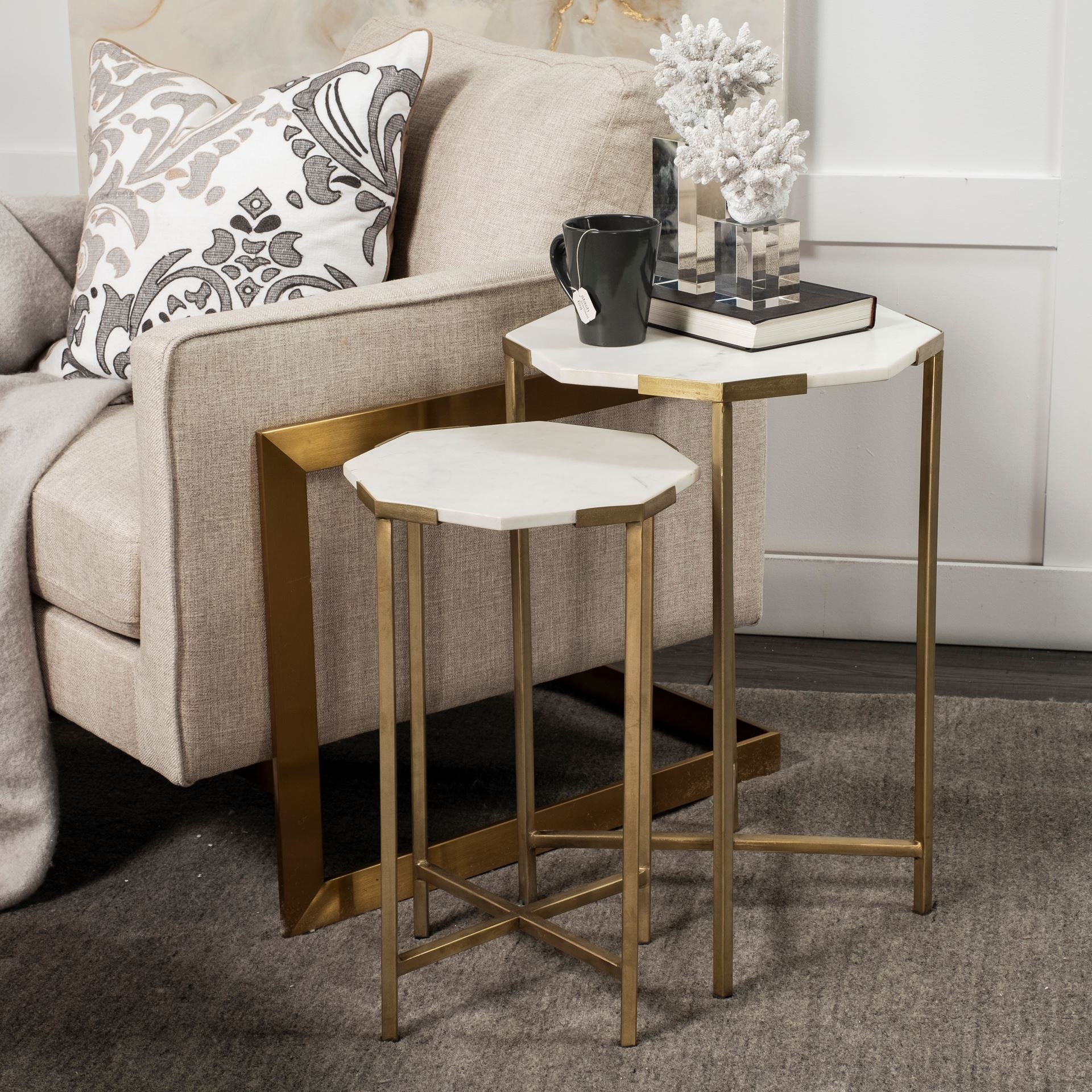Vincent Octagonal White Marble Tabletop with Gold Metal End/Side Tables Side & End Tables Mercana , Black Friday Sale Mercana Furniture Sale, Old Bones Co, Mid Century Furniture Sale, Four Hands Furniture, Black Friday Sale Vincent Octagonal White Marble Tabletop with Gold Metal End/Side Tables,Gus Sale, Perigold Vincent Octagonal White Marble Tabletop with Gold Metal End/Side Tables Side & End Tables Black Friday Sale , Perigold Sale Vincent Octagonal White Marble Tabletop with Gold Metal End/Side Tables,V