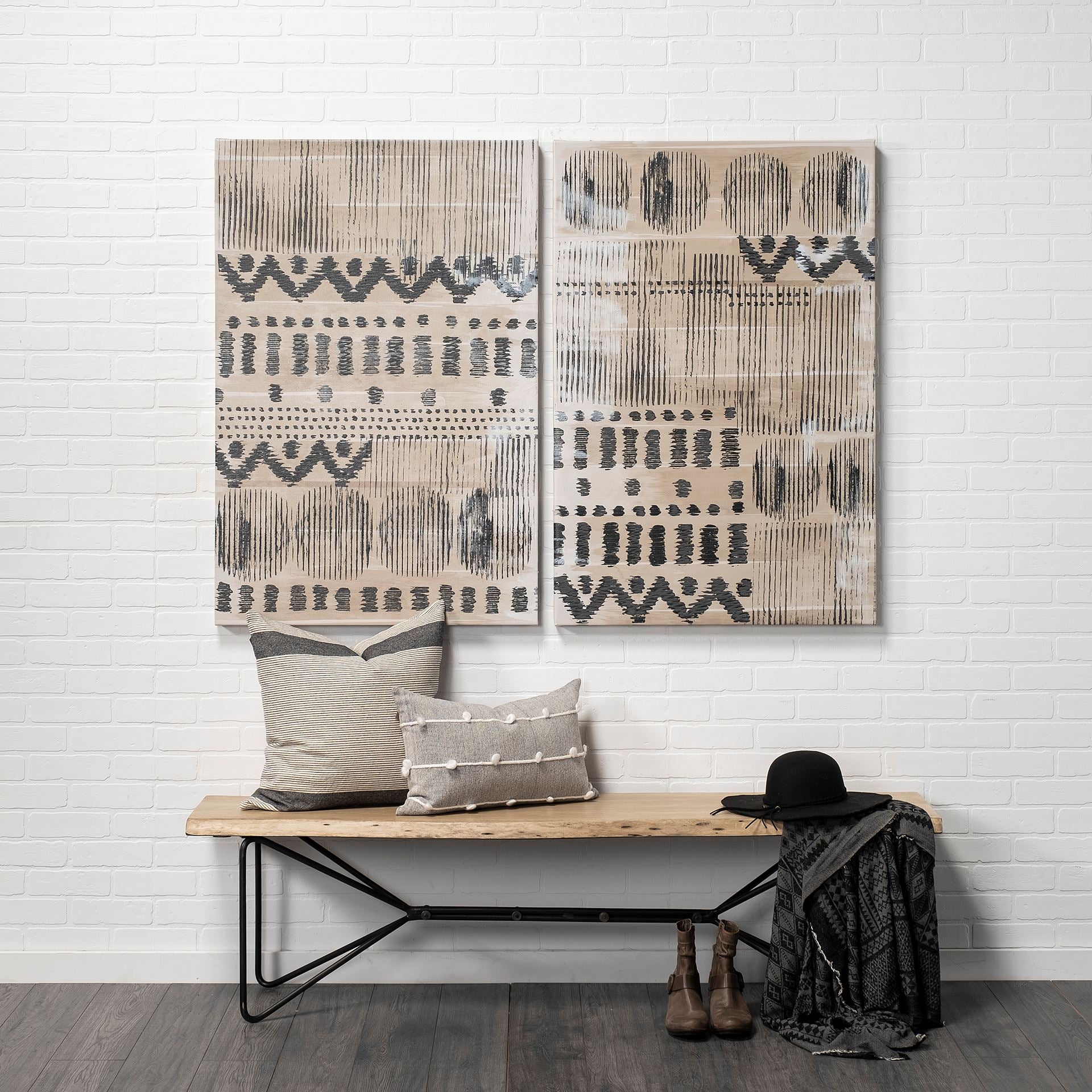 Papillion III Blonde Wood And Iron Dining Bench