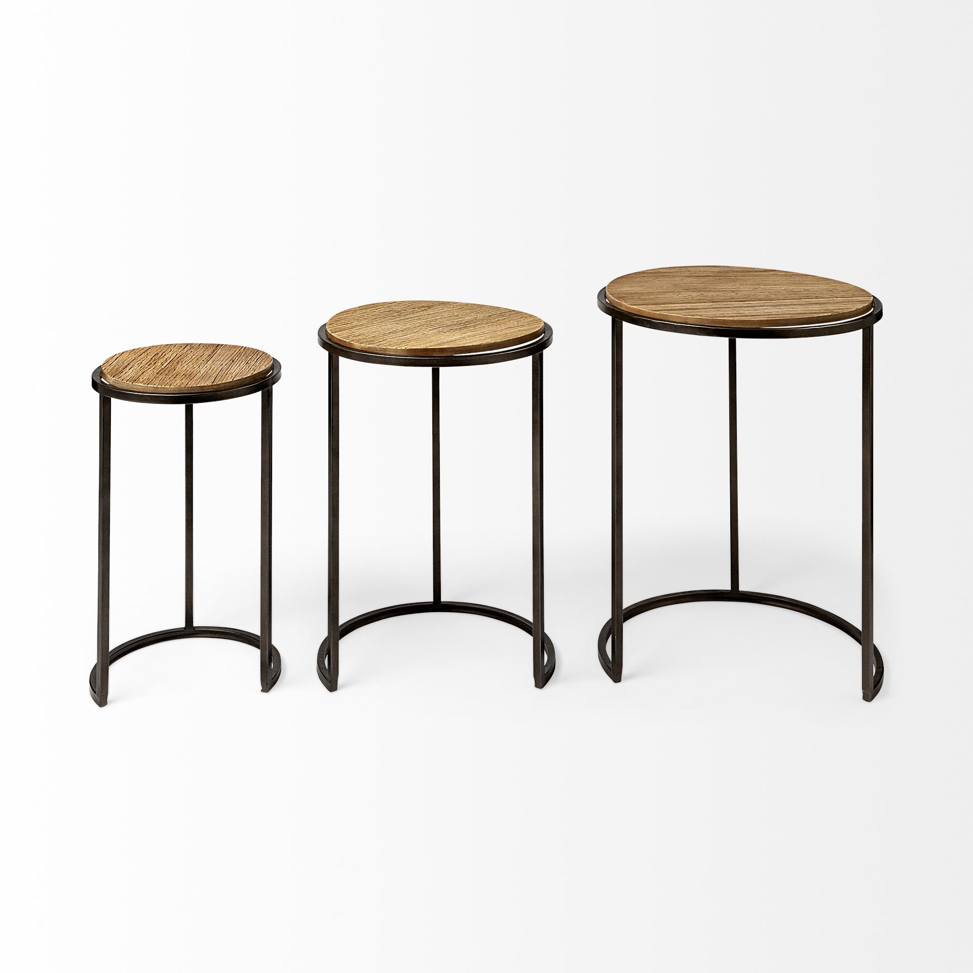 Glover Brown Wood Round Top with Metal Nesting Accent Tables - Set of 3 Side & End Tables Mercana , Black Friday Sale Mercana Furniture Sale, Old Bones Co, Mid Century Furniture Sale, Four Hands Furniture, Black Friday Sale Glover Brown Wood Round Top with Metal Nesting Accent Tables - Set of 3,Gus Sale, Perigold Glover Brown Wood Round Top with Metal Nesting Accent Tables - Set of 3 Side & End Tables Black Friday Sale , Perigold Sale Glover Brown Wood Round Top with Metal Nesting Accent Tables - Set of 3,G