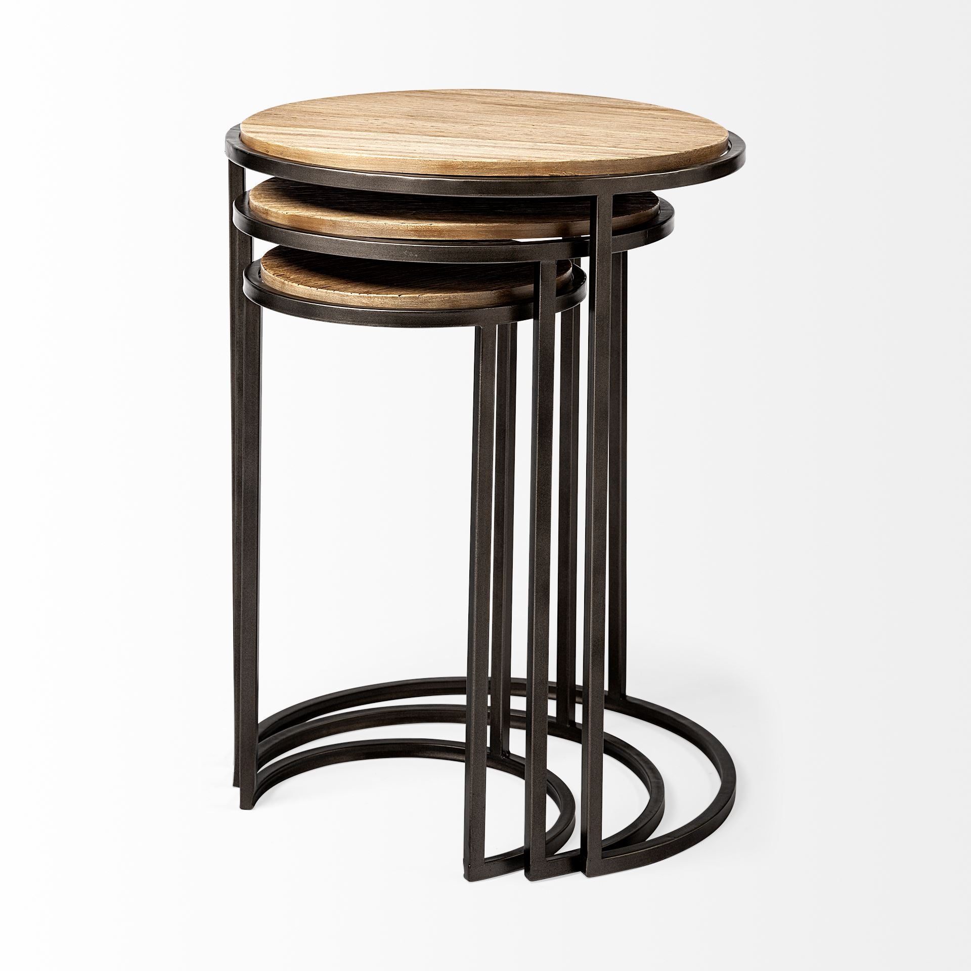 Glover Brown Wood Round Top with Metal Nesting Accent Tables - Set of 3 Side & End Tables Mercana , Black Friday Sale Mercana Furniture Sale, Old Bones Co, Mid Century Furniture Sale, Four Hands Furniture, Black Friday Sale Glover Brown Wood Round Top with Metal Nesting Accent Tables - Set of 3,Gus Sale, Perigold Glover Brown Wood Round Top with Metal Nesting Accent Tables - Set of 3 Side & End Tables Black Friday Sale , Perigold Sale Glover Brown Wood Round Top with Metal Nesting Accent Tables - Set of 3,G
