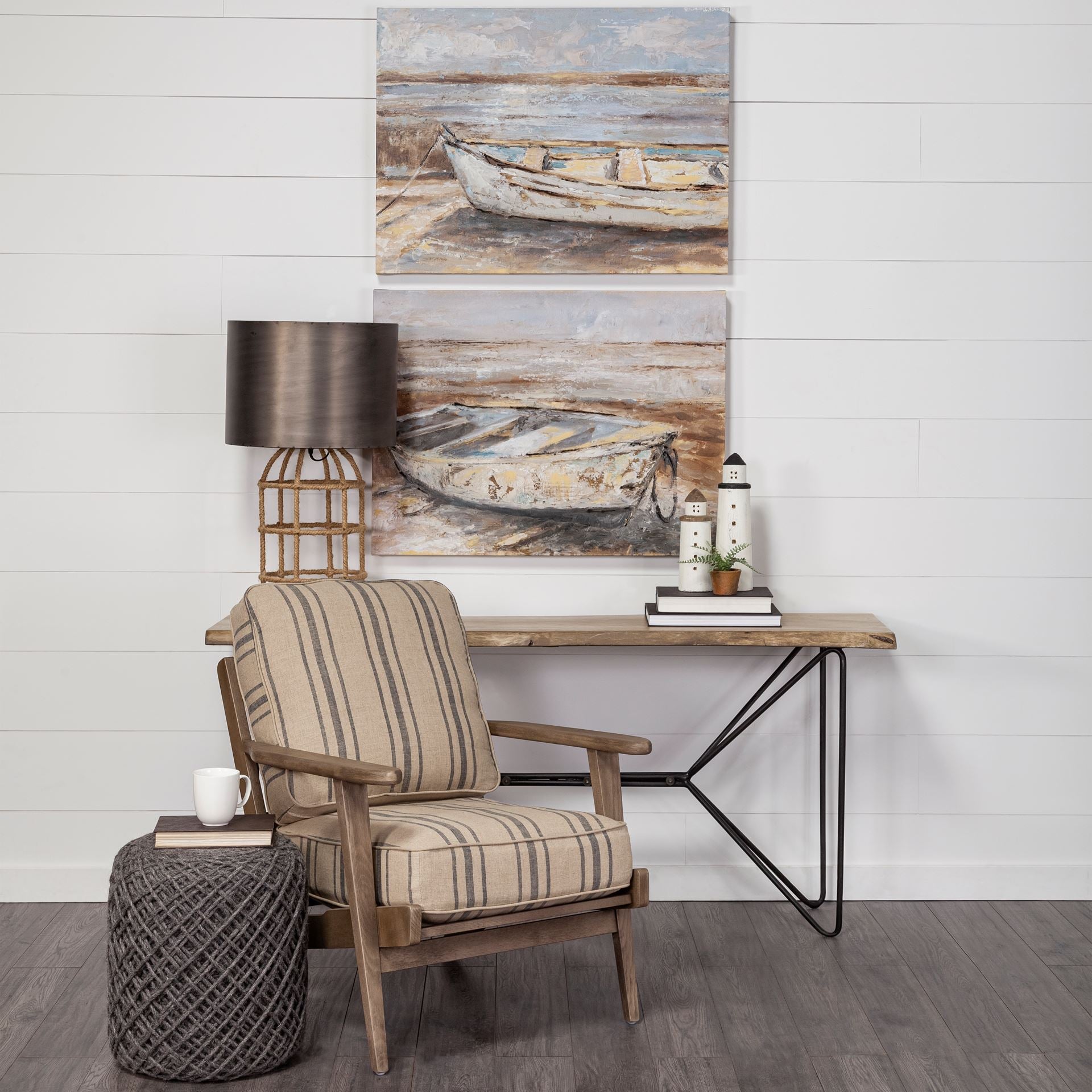 Abner Large White Wooden Coastal Lighthouse