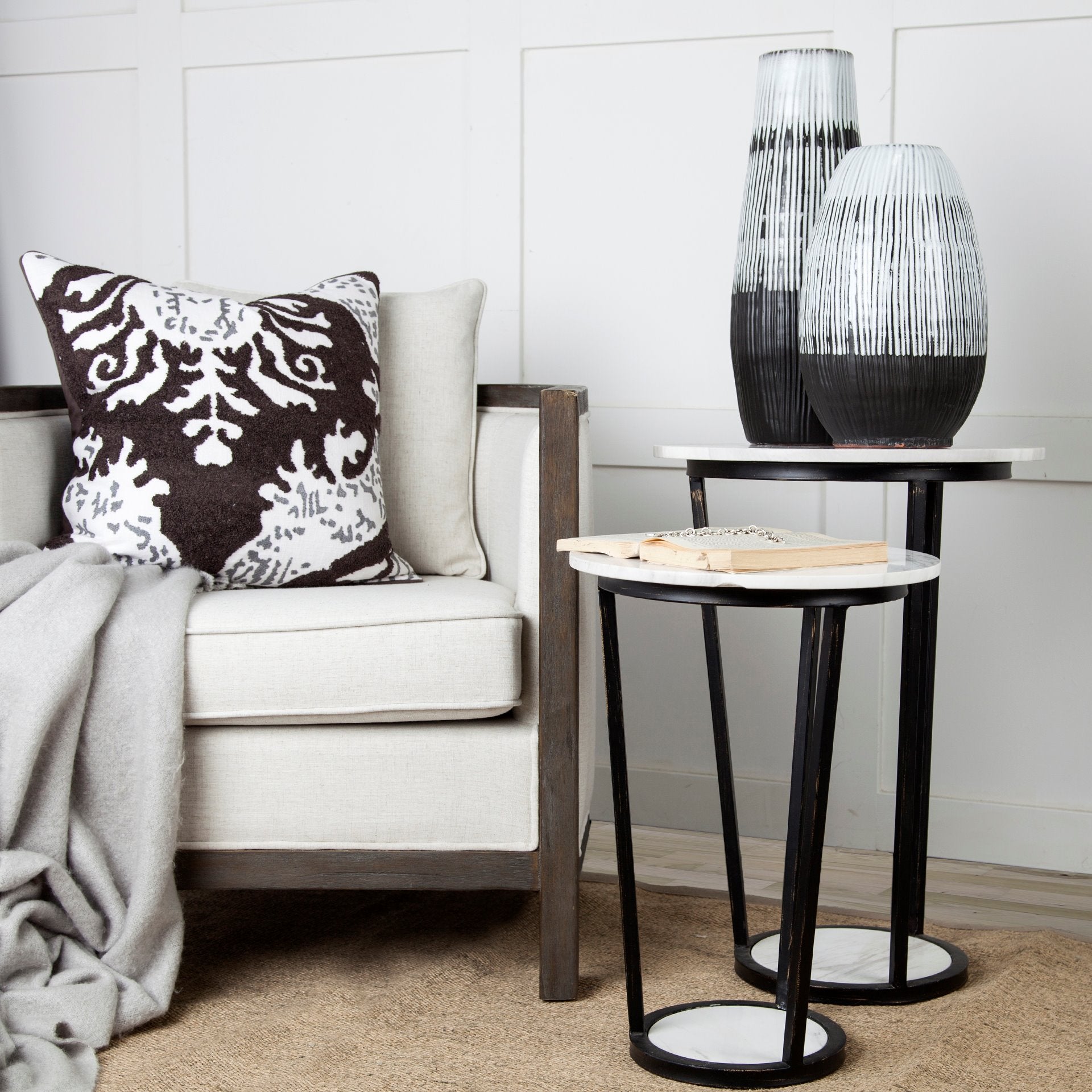 Tanami Dark Brown with White Glazed Ceramic Vase