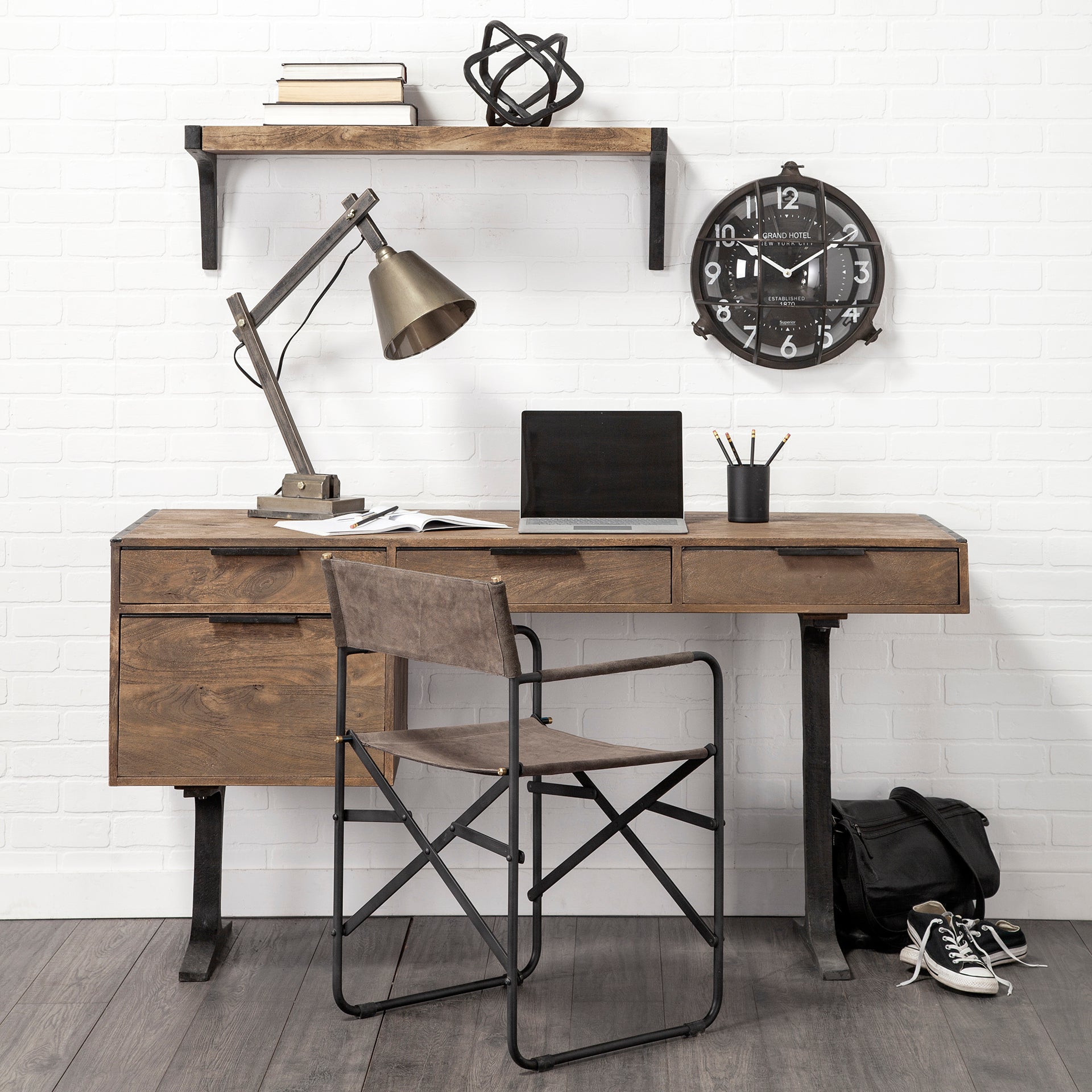 Direttore Brown/Gray Suede with Metal Frame Dining Chair