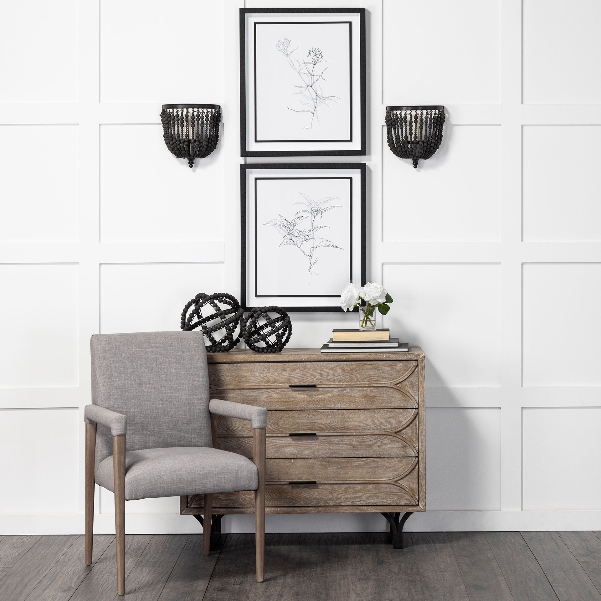 Earnhardt Black Wooden Beaded Orb