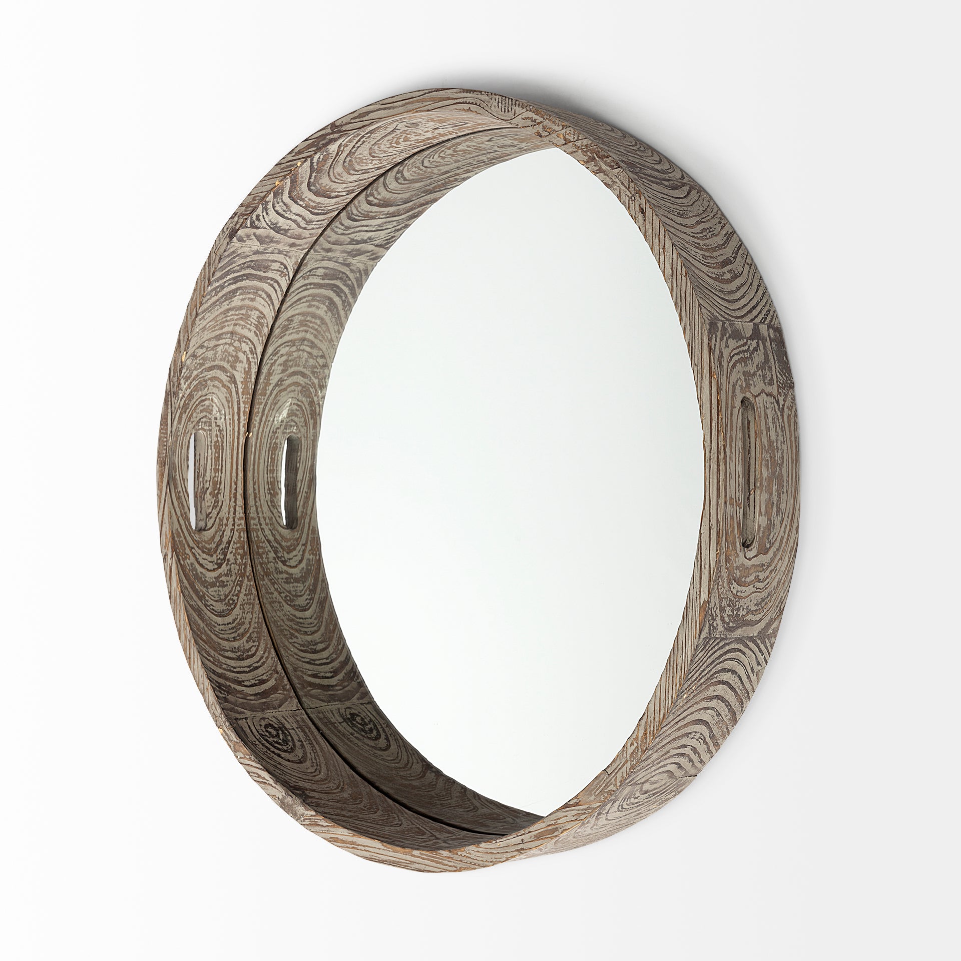 Whittier Brown Wooden Mirrored Base Tray