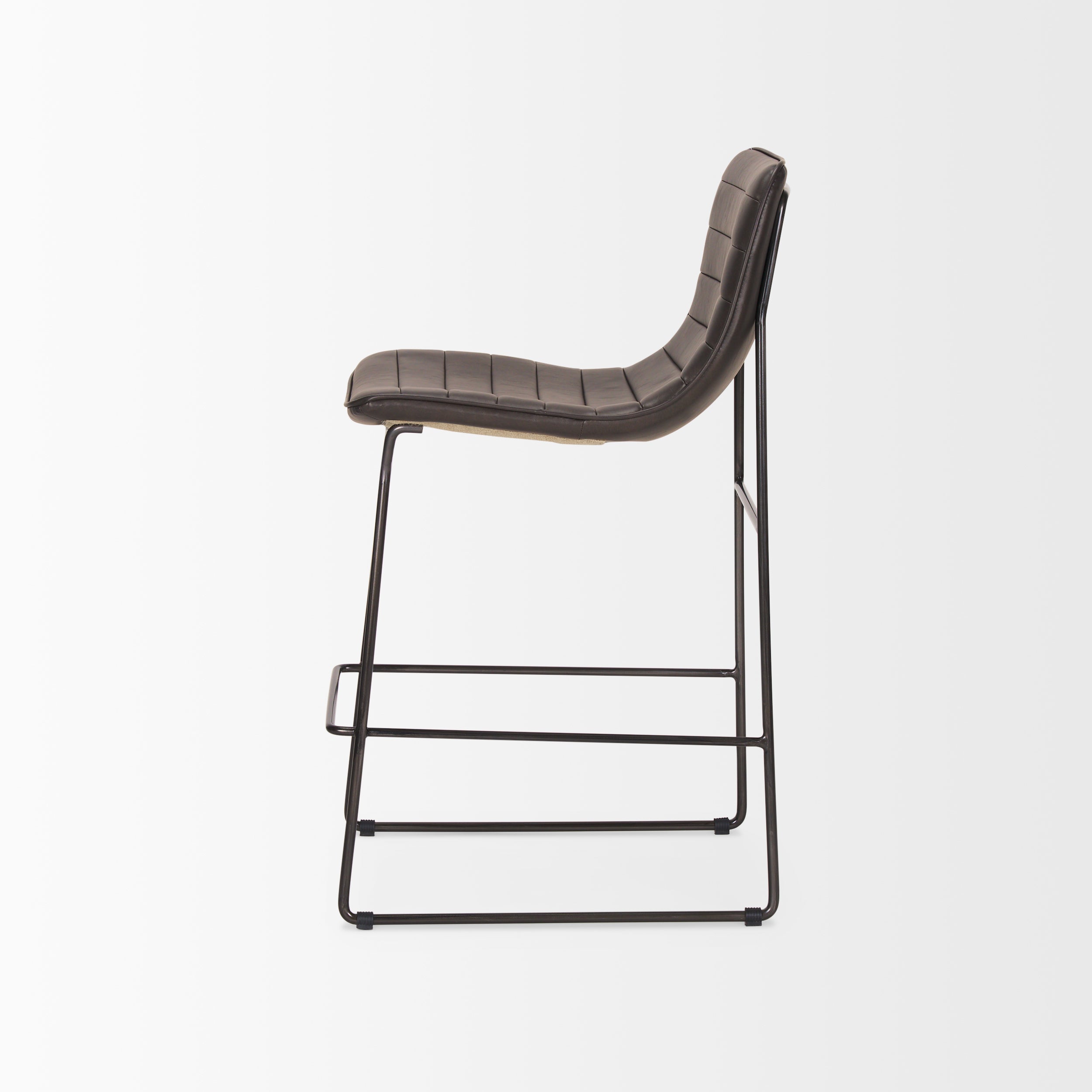 Meritt 37"H Black Faux-Leather Seat with Black Metal Frame Stool