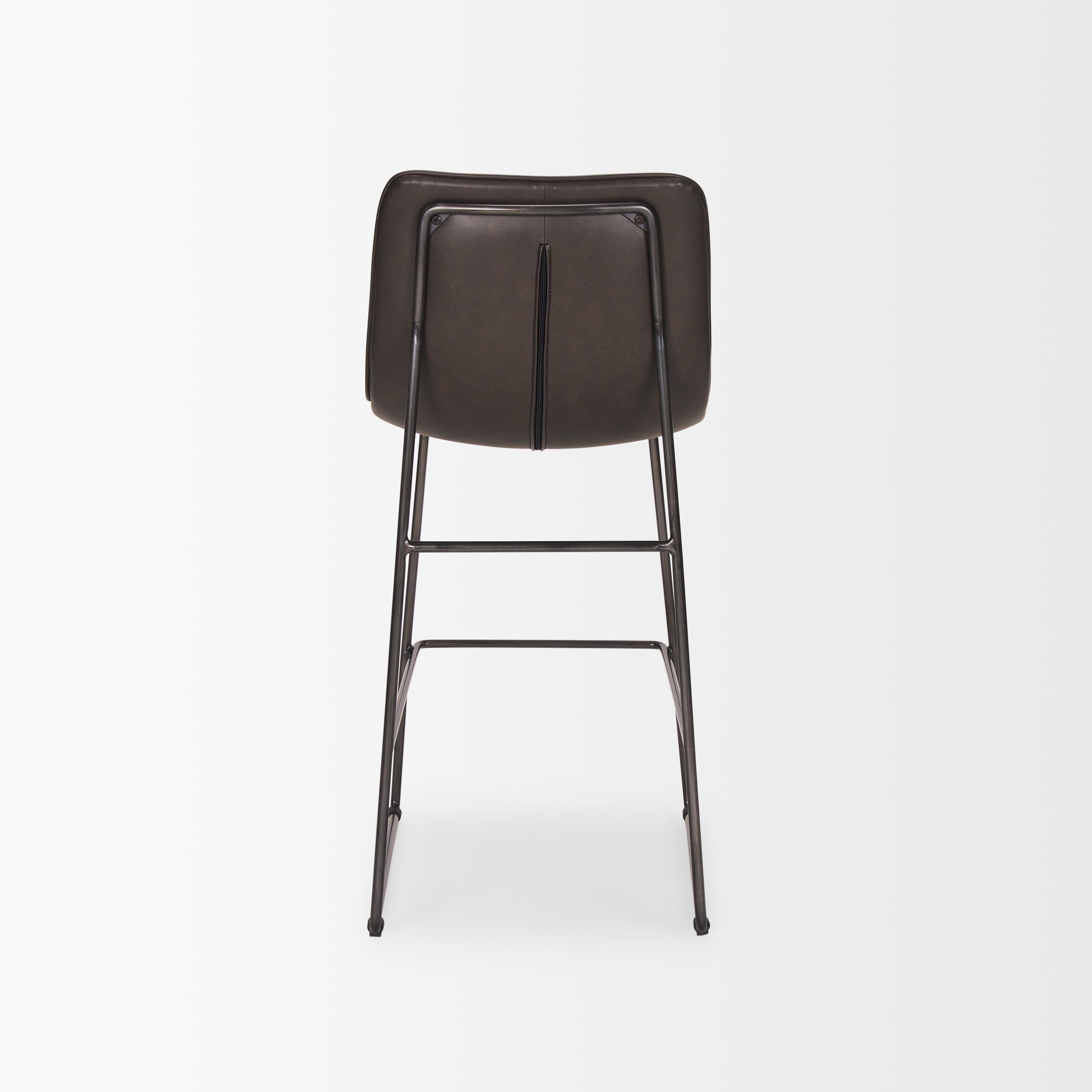 Meritt 37"H Black Faux-Leather Seat with Black Metal Frame Stool