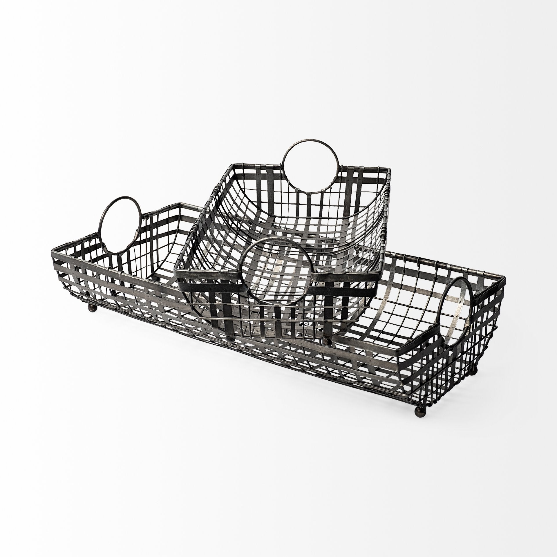 Kenneth Gray Metal Baskets - Set of 2