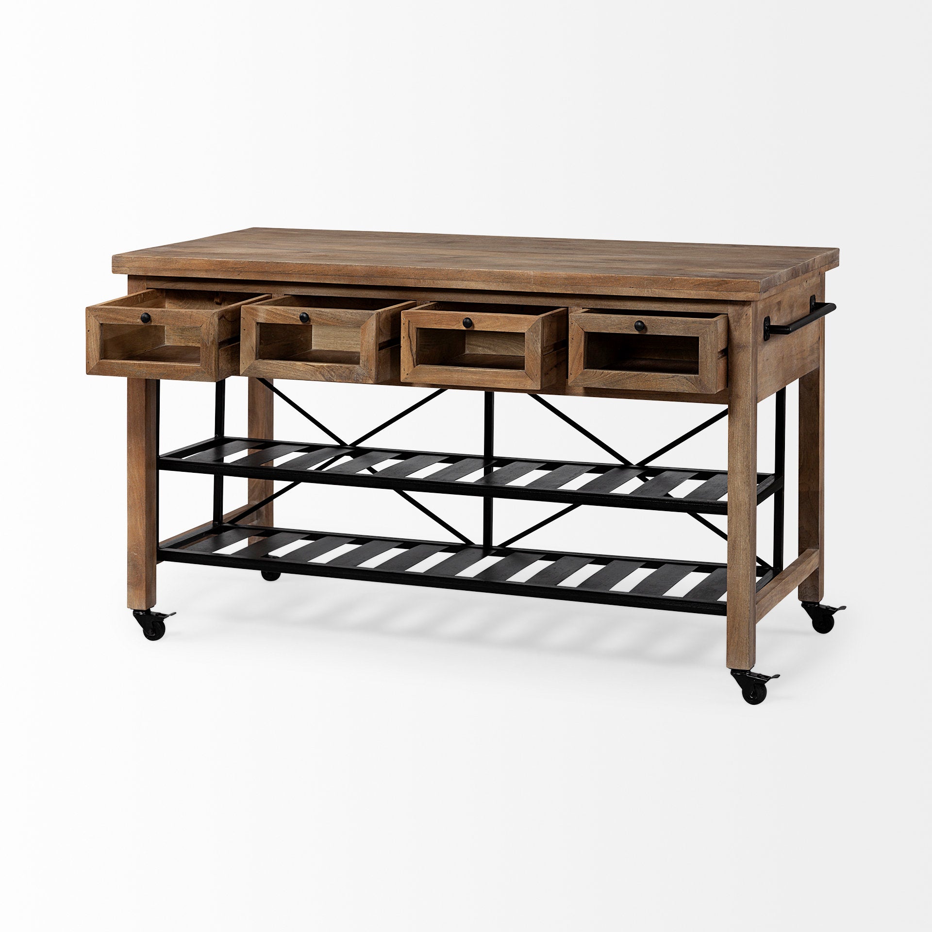 Stuart I Brown Solid Wood Top 2-Tier Black Metal Rolling Kitchen Island Kitchen Islands Mercana , Black Friday Sale Mercana Furniture Sale, Old Bones Co, Mid Century Furniture Sale, Four Hands Furniture, Black Friday Sale Stuart I Brown Solid Wood Top 2-Tier Black Metal Rolling Kitchen Island,Gus Sale, Perigold Stuart I Brown Solid Wood Top 2-Tier Black Metal Rolling Kitchen Island Kitchen Islands Black Friday Sale , Perigold Sale Stuart I Brown Solid Wood Top 2-Tier Black Metal Rolling Kitchen Island,Stuar