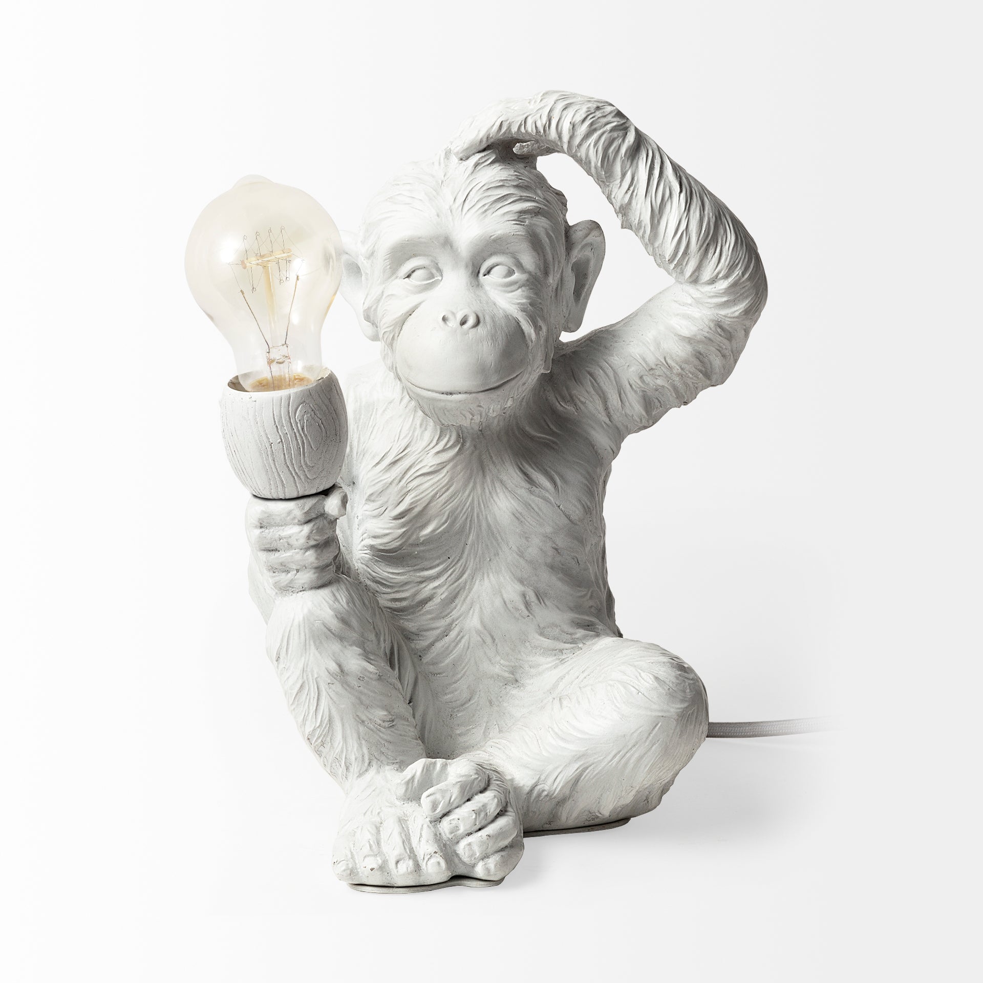 Simia White Resin Playful Monkey Table Lamp