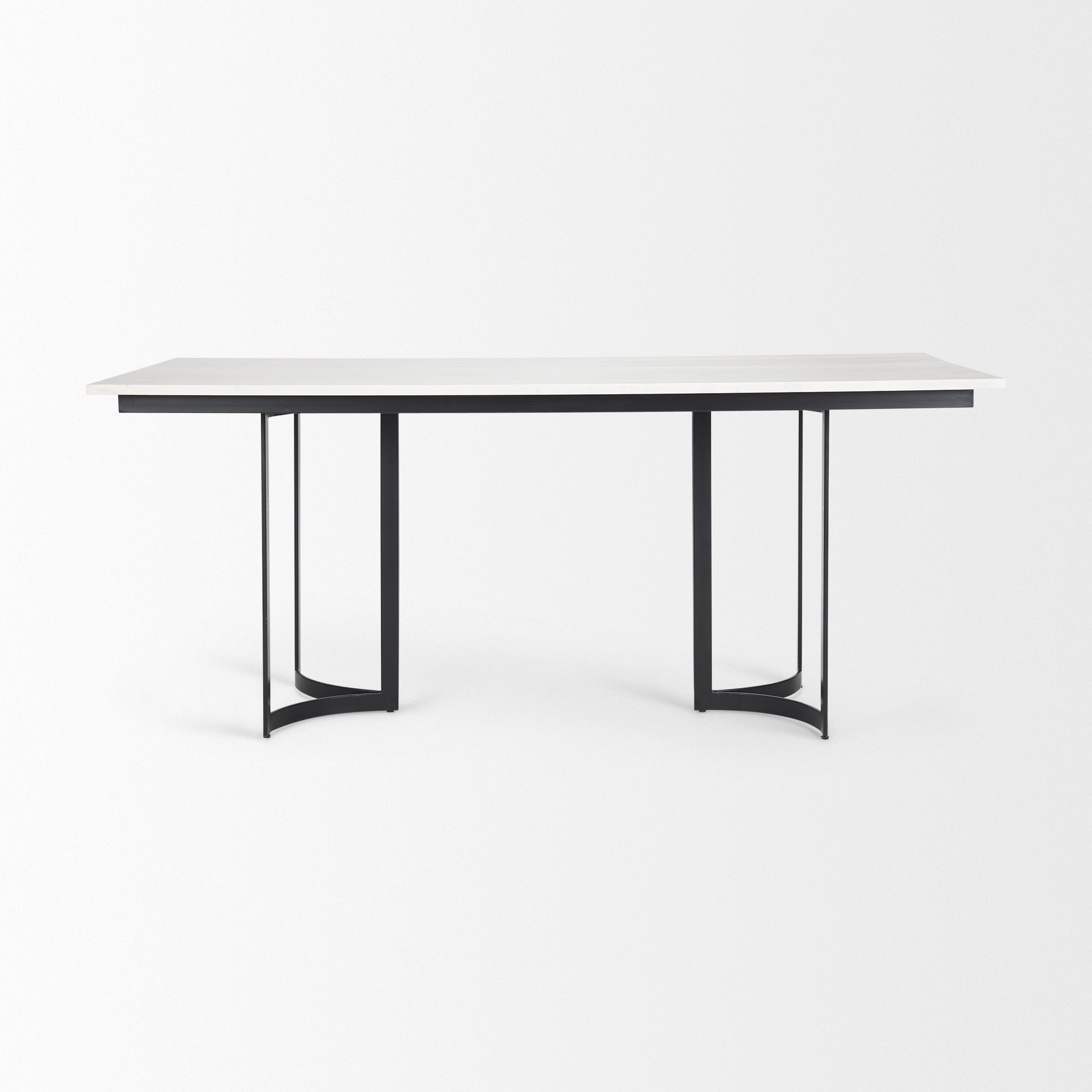 Tanner I Rectangular White Marble with Metal Base Dining Table