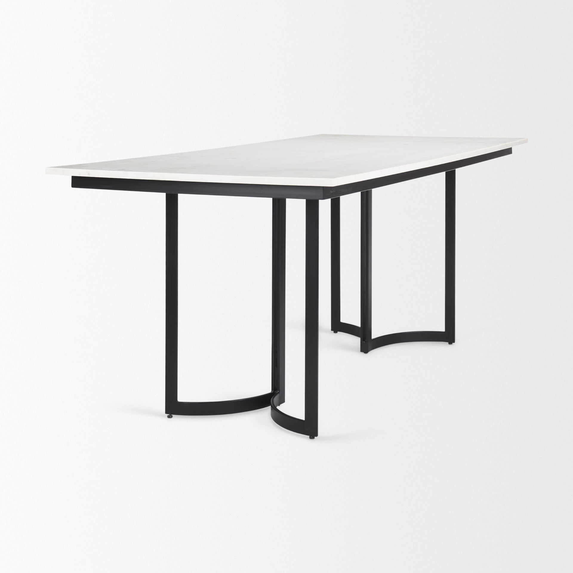 Tanner I Rectangular White Marble with Metal Base Dining Table