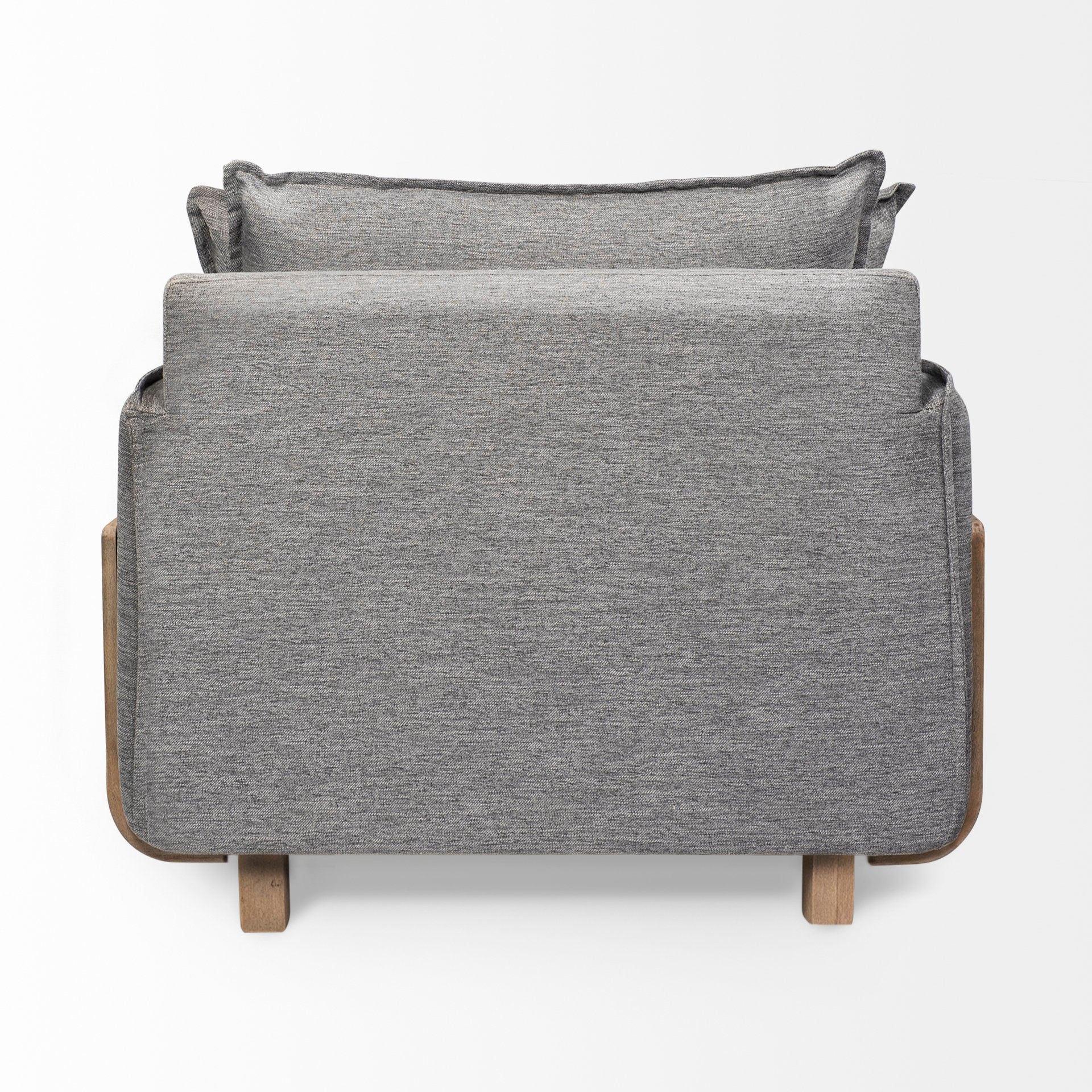 Roy II Castlerock Gray Upholstered and Brown Wood Frame Arm Chair
