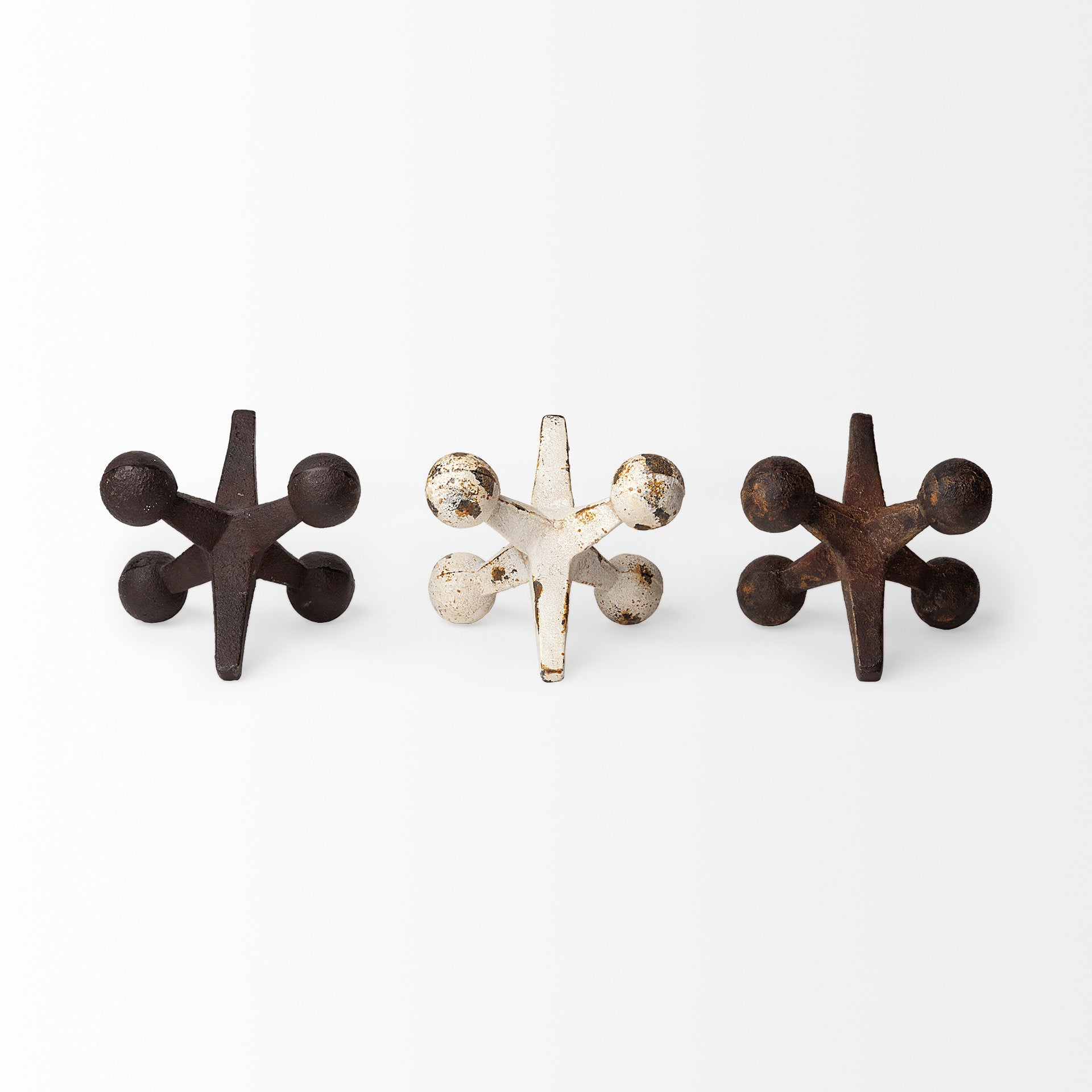 Jax Cast Iron Metal Jacks Object - Set of 3