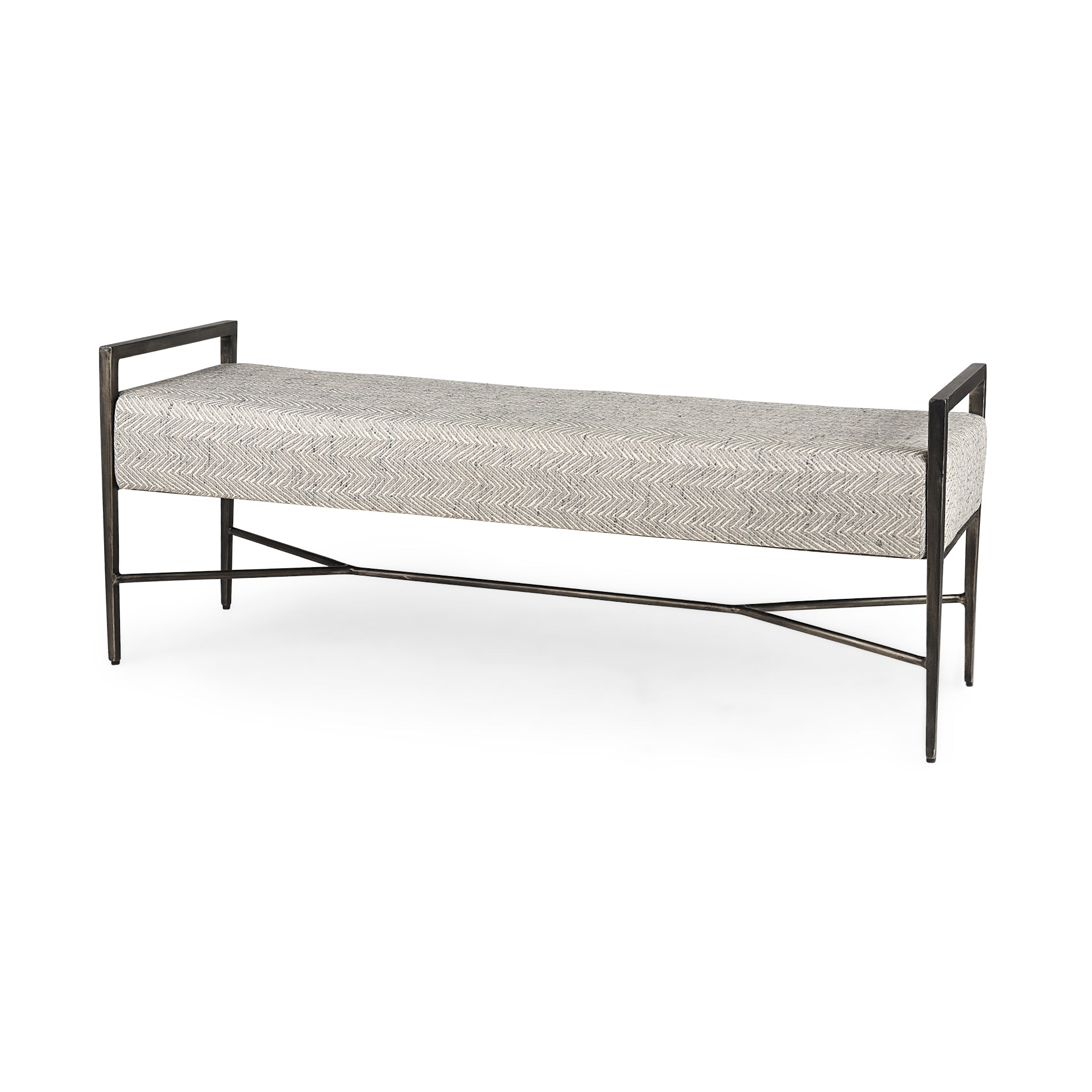Charlotte Gray Herringbone Fabric Seat with Antique Nickel Metal Frame Bench Benches Mercana , Black Friday Sale Mercana Furniture Sale, Old Bones Co, Mid Century Furniture Sale, Four Hands Furniture, Black Friday Sale Charlotte Gray Herringbone Fabric Seat with Antique Nickel Metal Frame Bench,Gus Sale, Perigold Charlotte Gray Herringbone Fabric Seat with Antique Nickel Metal Frame Bench Benches Black Friday Sale , Perigold Sale Charlotte Gray Herringbone Fabric Seat with Antique Nickel Metal Frame Bench,C