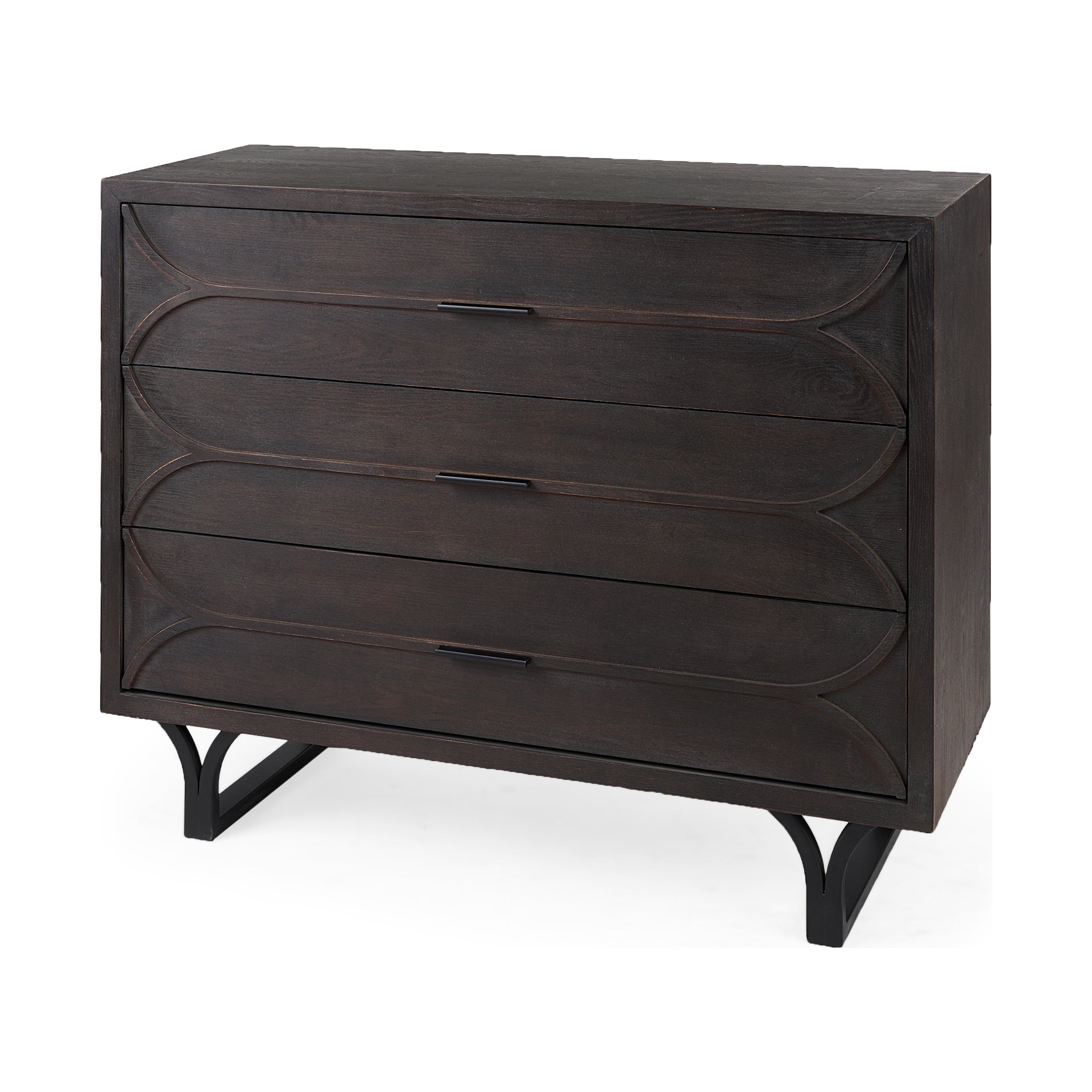 Giselle I Dark Brown Fir Veneer 3 Drawer Accent Cabinet