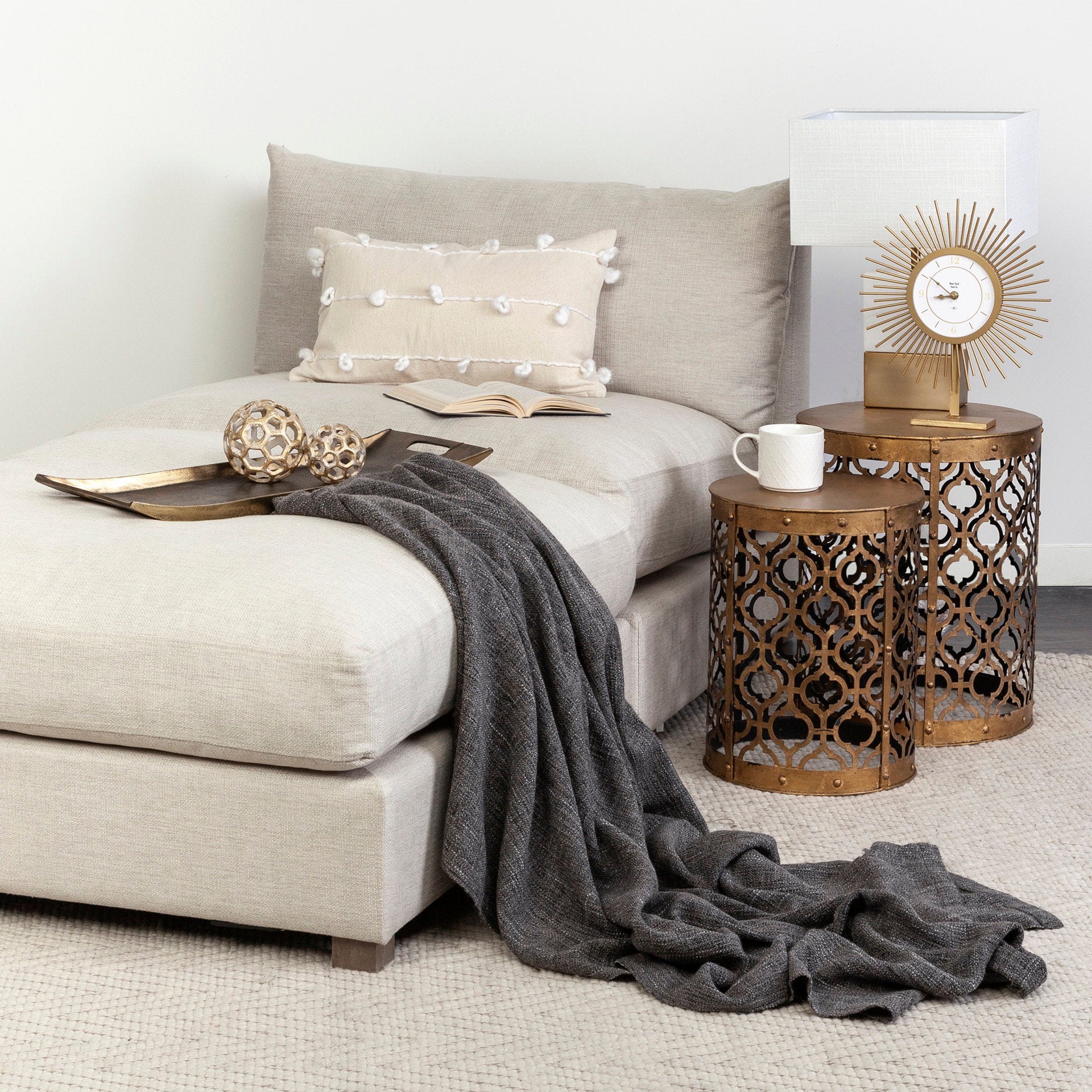 Rudebekia Gold Round Metal Accent Tables - Set of 2