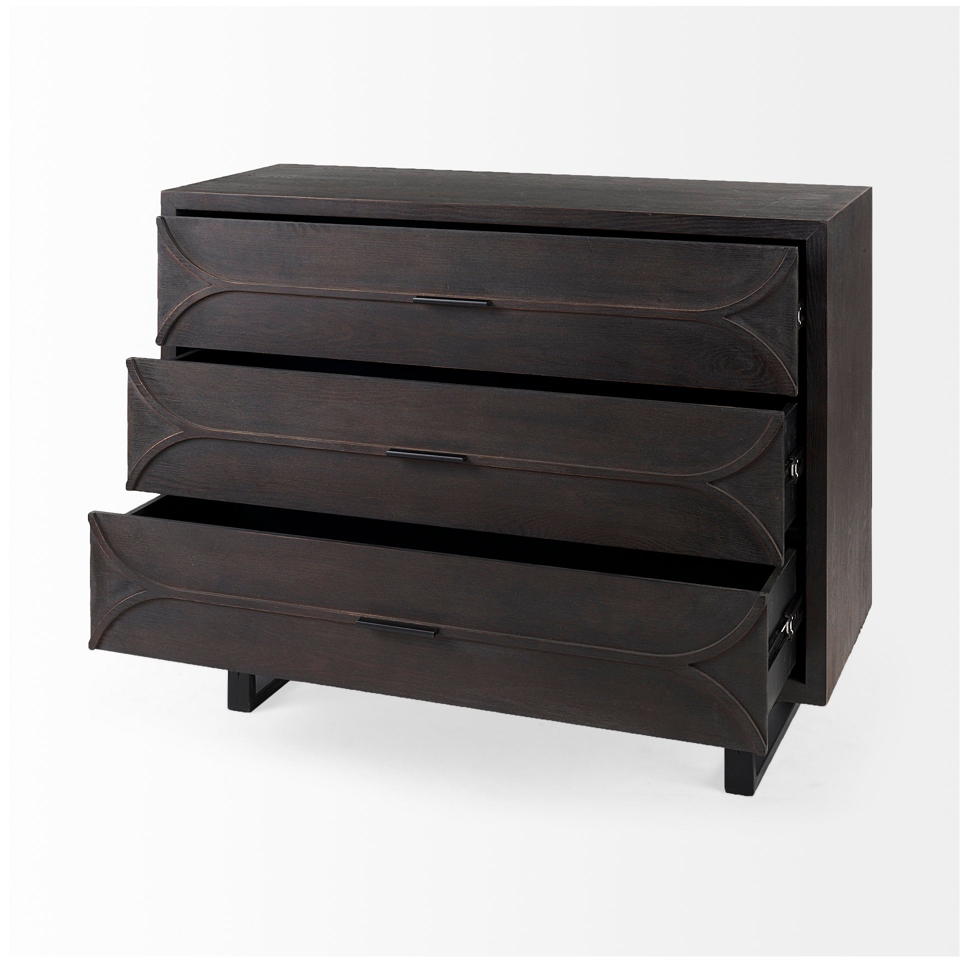 Giselle I Dark Brown Fir Veneer 3 Drawer Accent Cabinet