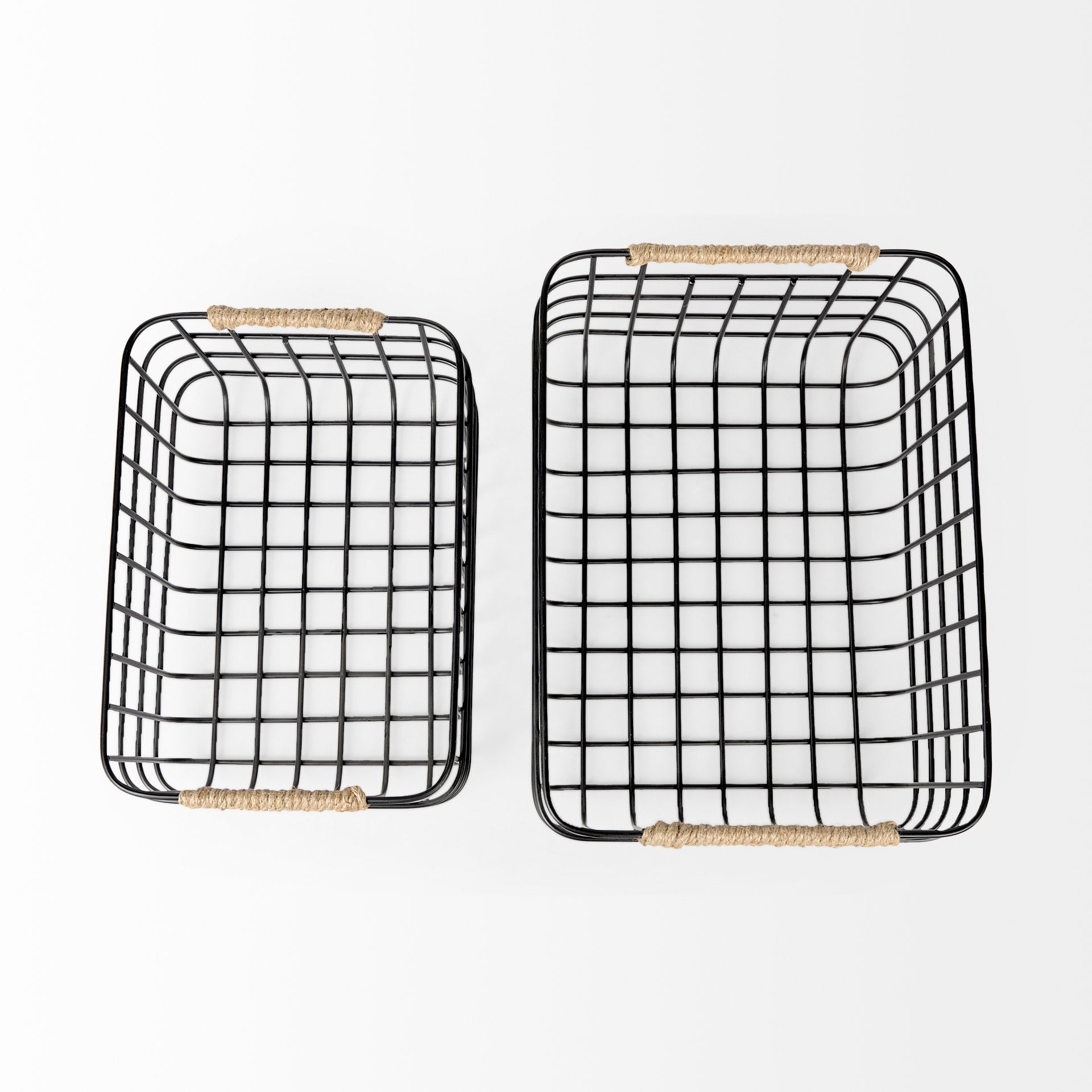 Marius Matte Black Metal with Rope Trim Rectangular Basket - Set of 2 Baskets Mercana , Black Friday Sale Mercana Furniture Sale, Old Bones Co, Mid Century Furniture Sale, Four Hands Furniture, Black Friday Sale Marius Matte Black Metal with Rope Trim Rectangular Basket - Set of 2,Gus Sale, Perigold Marius Matte Black Metal with Rope Trim Rectangular Basket - Set of 2 Baskets Black Friday Sale , Perigold Sale Marius Matte Black Metal with Rope Trim Rectangular Basket - Set of 2,Marius Matte Black Metal with