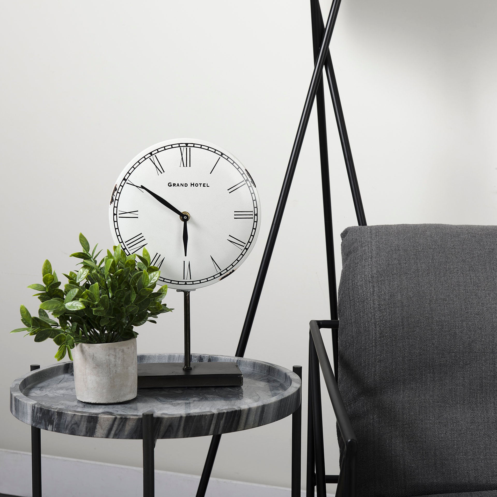 Harriet White with Bronze Metal Table Clock