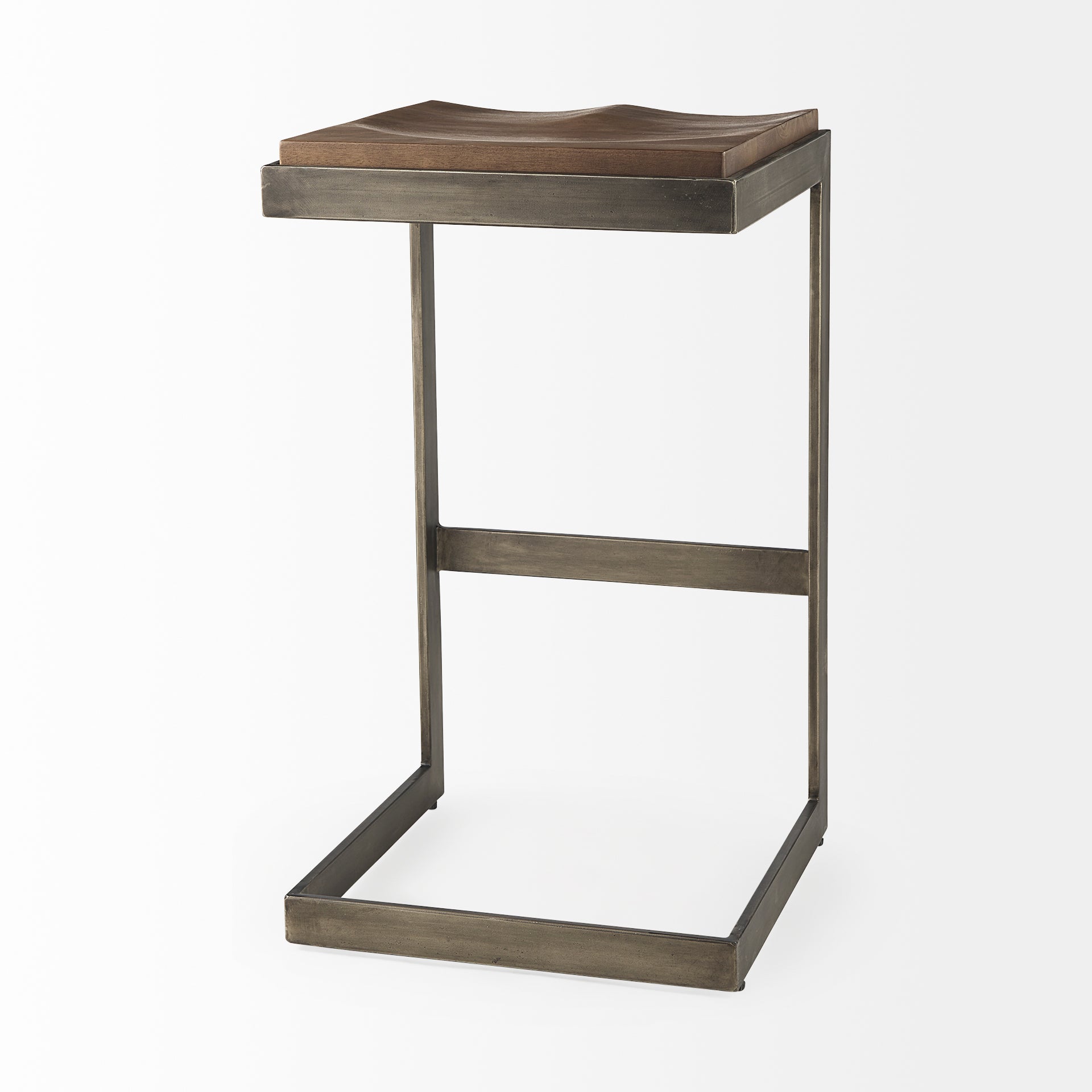 Kiran Wood with Metal Base C-Shape Bar Stool
